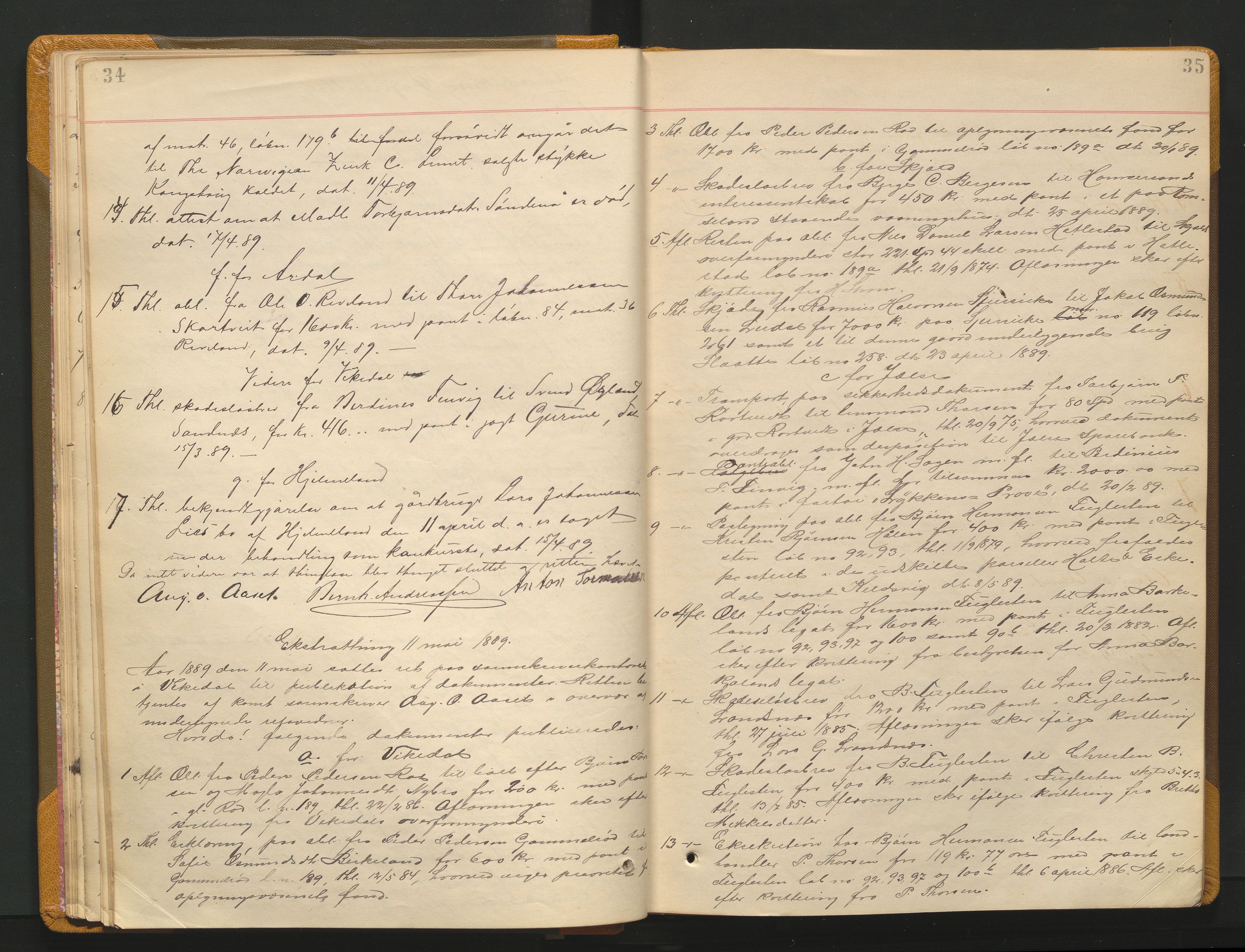 Ryfylke tingrett, AV/SAST-A-100055/001/I/IB/IB0/L0015: Tingbok, Ryfylke, 1889-1891, s. 34-35