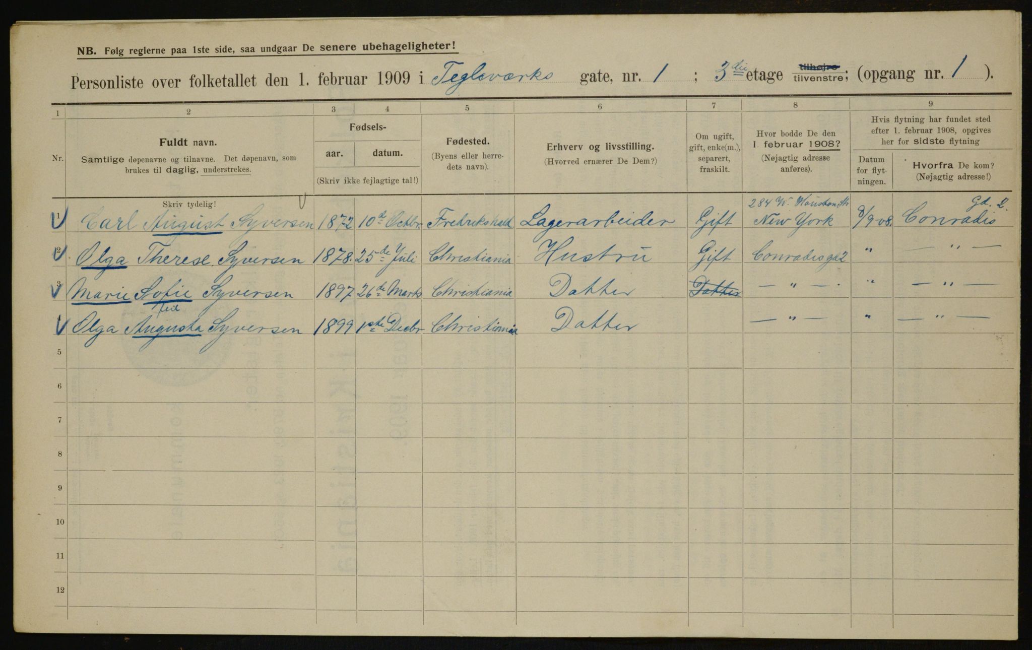 OBA, Kommunal folketelling 1.2.1909 for Kristiania kjøpstad, 1909, s. 97269