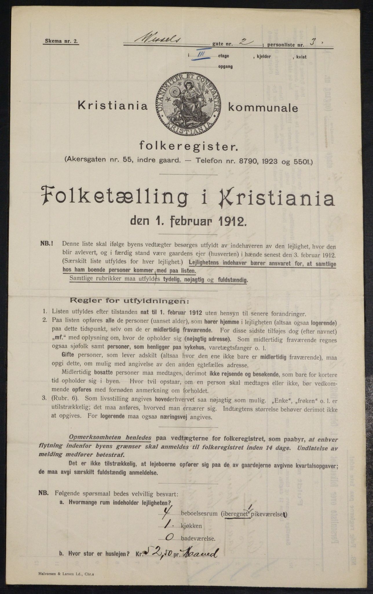 OBA, Kommunal folketelling 1.2.1912 for Kristiania, 1912, s. 127891