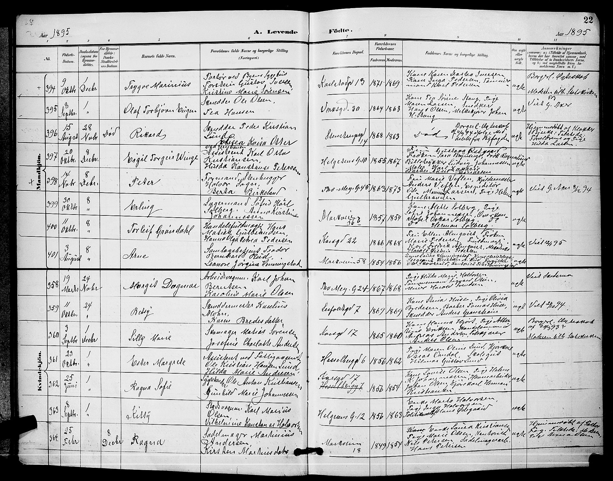 Paulus prestekontor Kirkebøker, AV/SAO-A-10871/G/Ga/L0004: Klokkerbok nr. 4, 1895-1898, s. 22