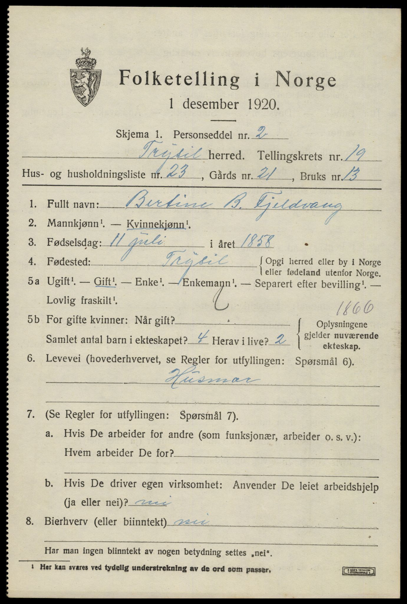 SAH, Folketelling 1920 for 0428 Trysil herred, 1920, s. 12997