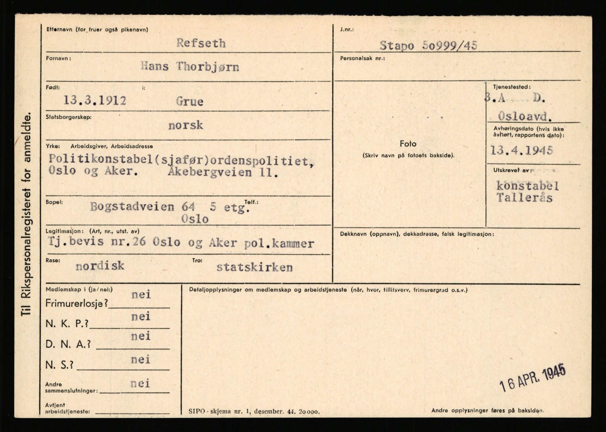 Statspolitiet - Hovedkontoret / Osloavdelingen, AV/RA-S-1329/C/Ca/L0013: Raa - Servold, 1943-1945, s. 681