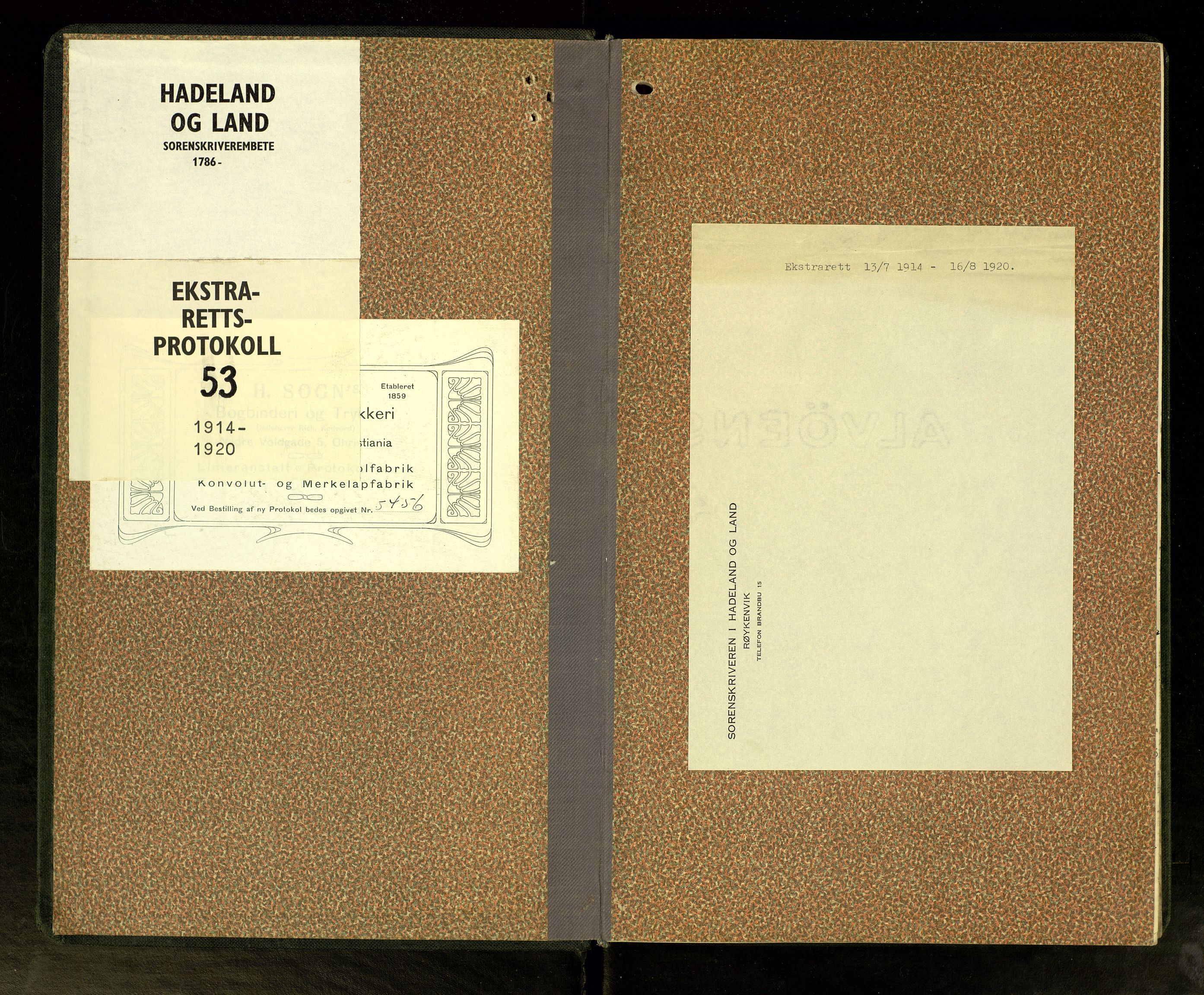 Hadeland og Land tingrett, SAH/TING-010/G/Gc/L0053: Ekstrarettsprotokoll, 1914-1920