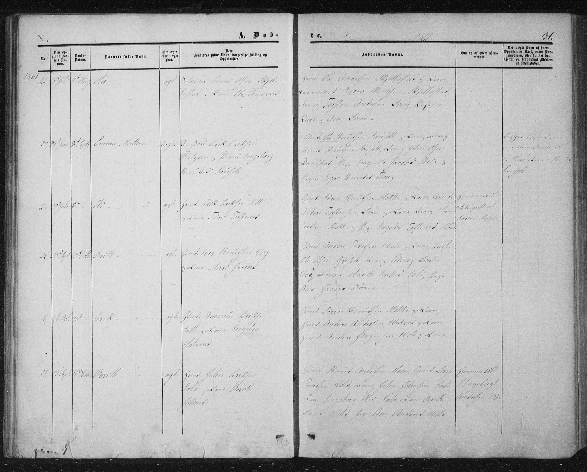 Ministerialprotokoller, klokkerbøker og fødselsregistre - Møre og Romsdal, AV/SAT-A-1454/543/L0562: Ministerialbok nr. 543A02, 1854-1884, s. 31