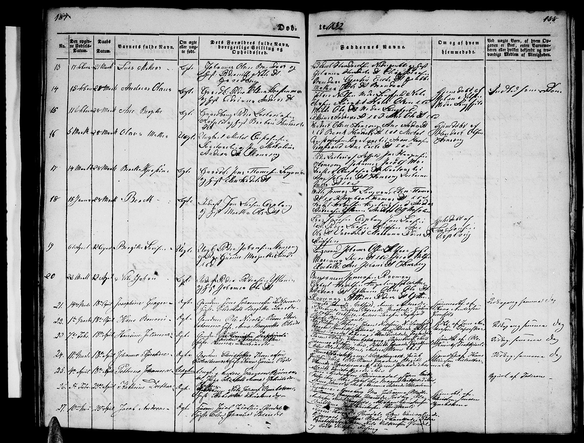 Ministerialprotokoller, klokkerbøker og fødselsregistre - Nordland, AV/SAT-A-1459/827/L0413: Klokkerbok nr. 827C02, 1842-1852, s. 187-188