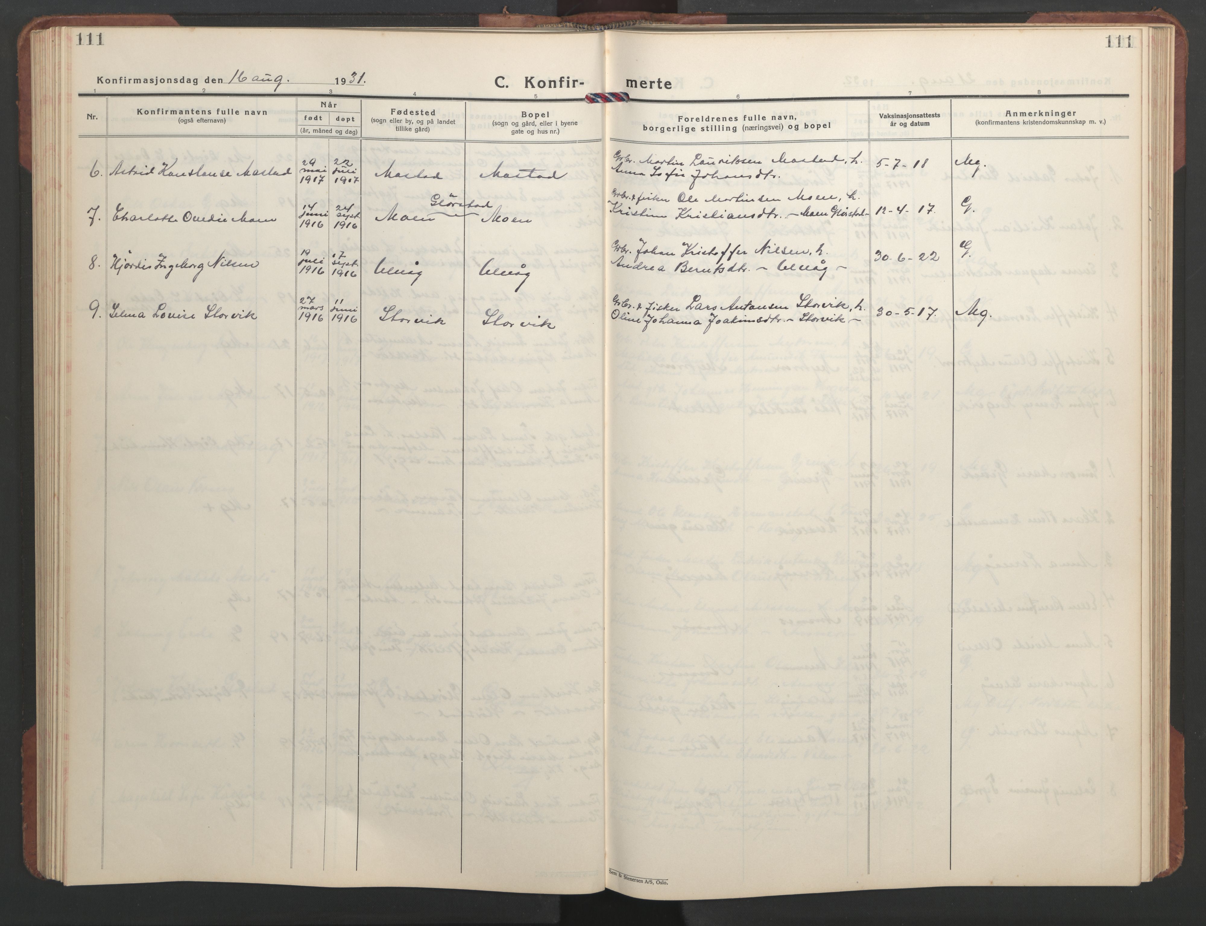 Ministerialprotokoller, klokkerbøker og fødselsregistre - Sør-Trøndelag, SAT/A-1456/637/L0564: Klokkerbok nr. 637C05, 1928-1968, s. 111