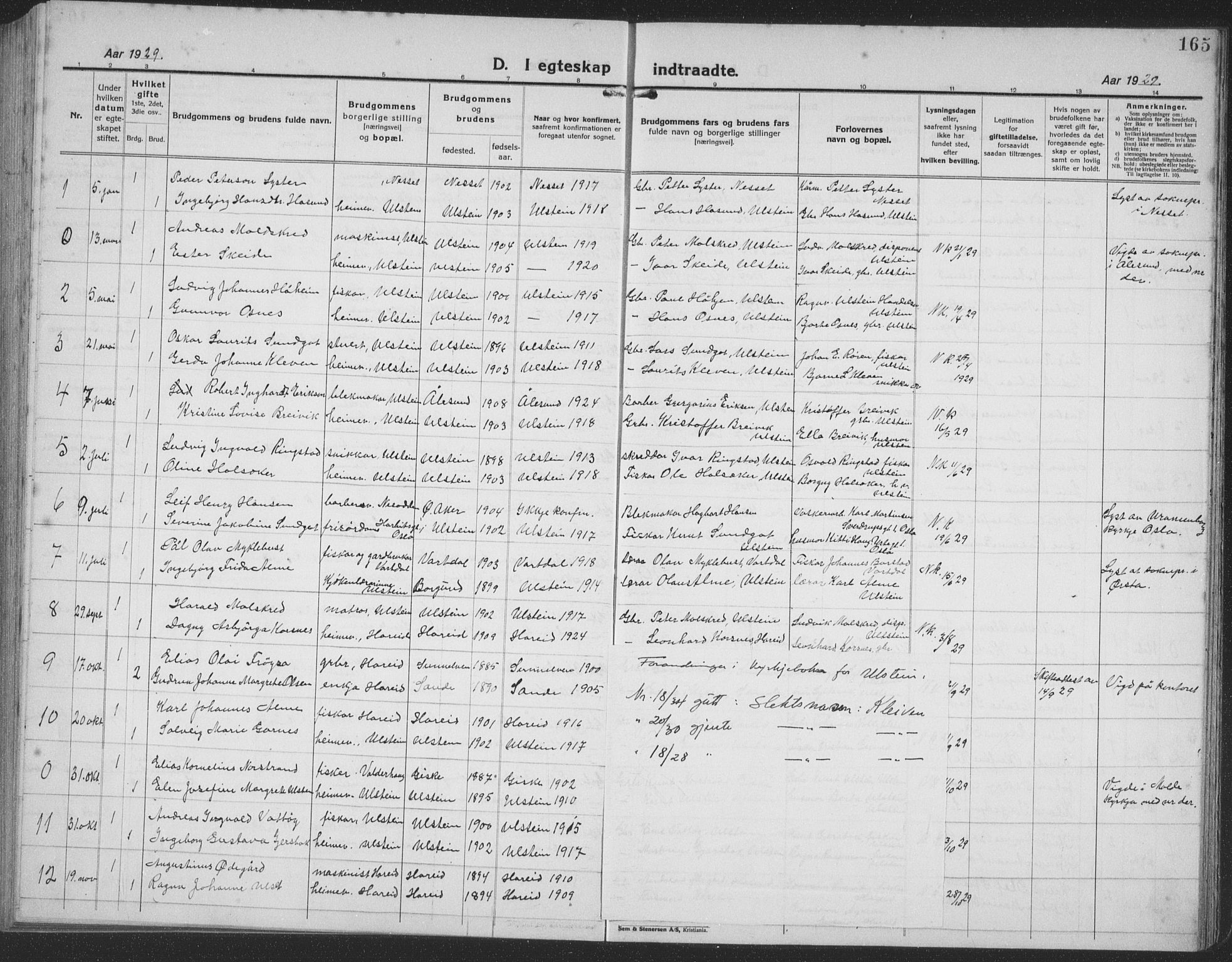 Ministerialprotokoller, klokkerbøker og fødselsregistre - Møre og Romsdal, SAT/A-1454/509/L0113: Klokkerbok nr. 509C03, 1923-1939, s. 165