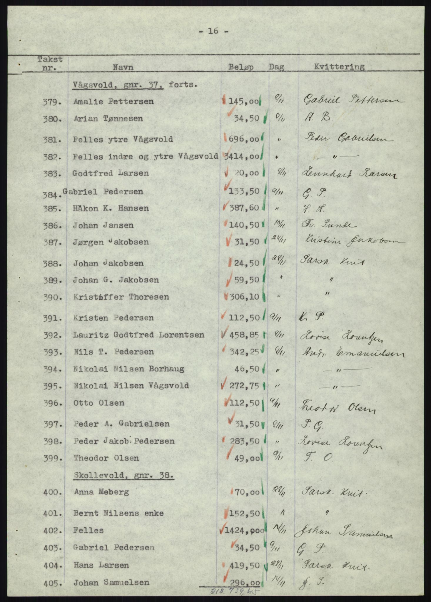 Forsvarsdepartementet, 10. kontor / Oppgjørskontoret, AV/RA-RAFA-1225/D/Db/L0180: Lista oppgjørskontor, 1942-1952, s. 1176