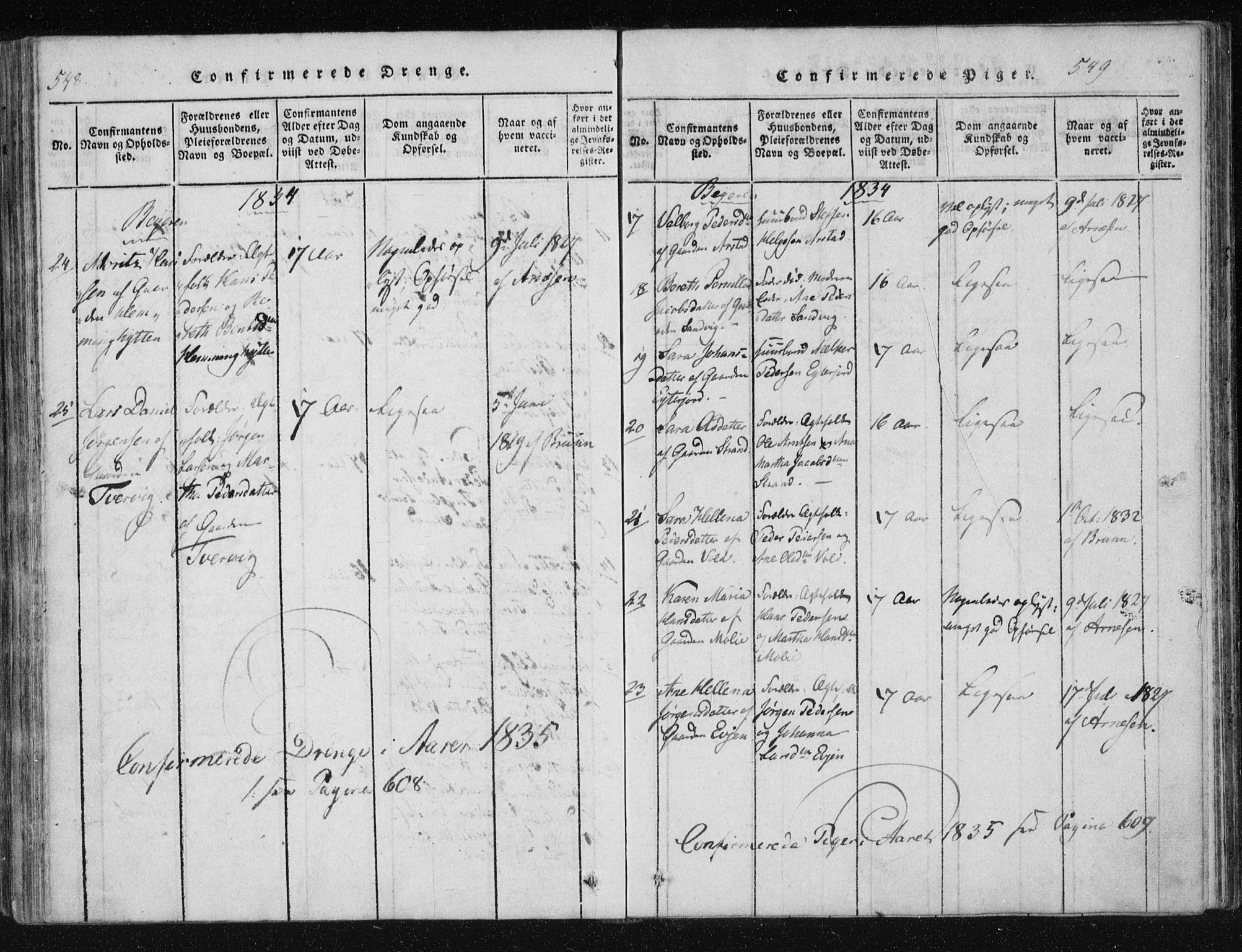 Ministerialprotokoller, klokkerbøker og fødselsregistre - Nordland, AV/SAT-A-1459/805/L0096: Ministerialbok nr. 805A03, 1820-1837, s. 548-549