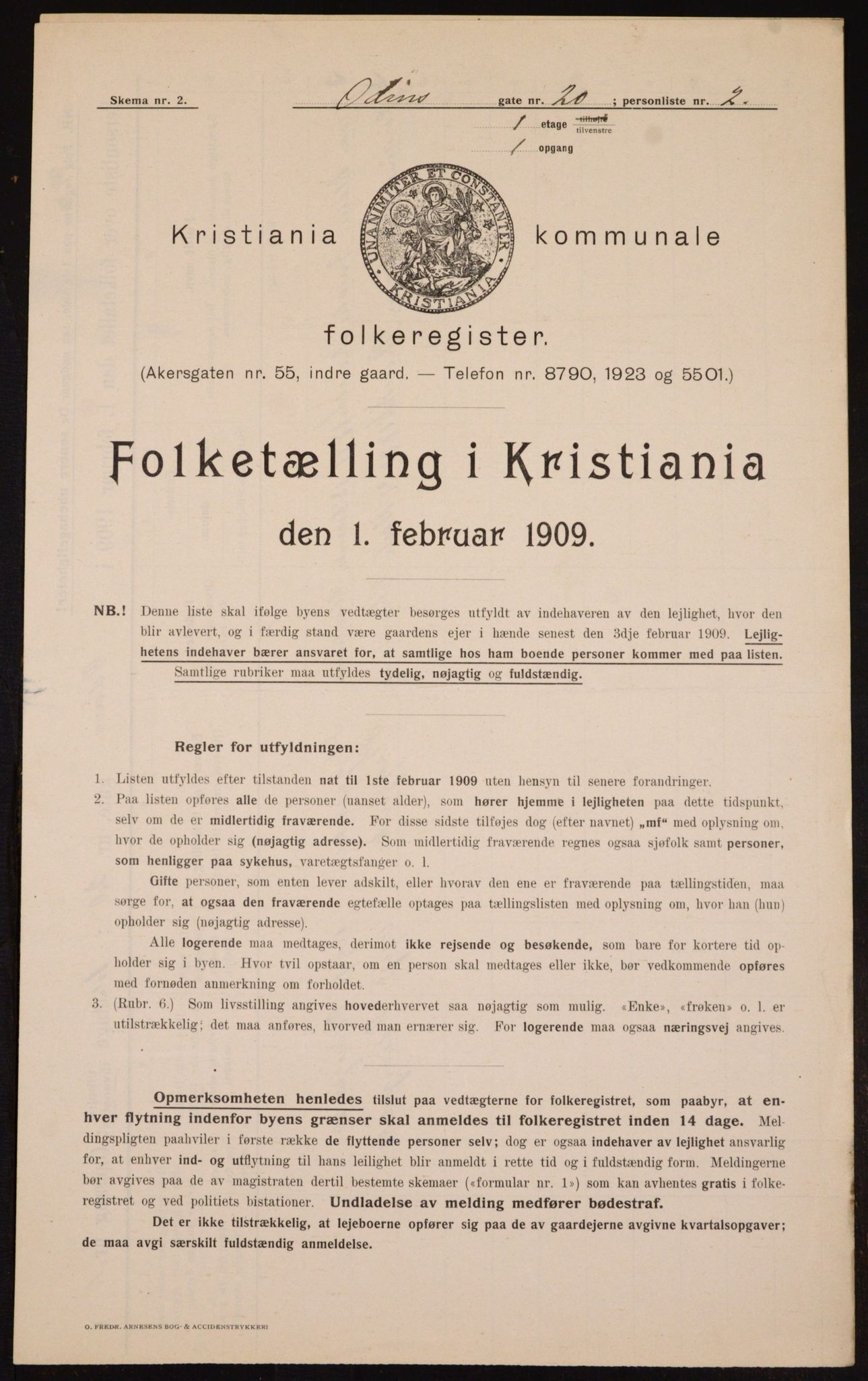 OBA, Kommunal folketelling 1.2.1909 for Kristiania kjøpstad, 1909, s. 67888