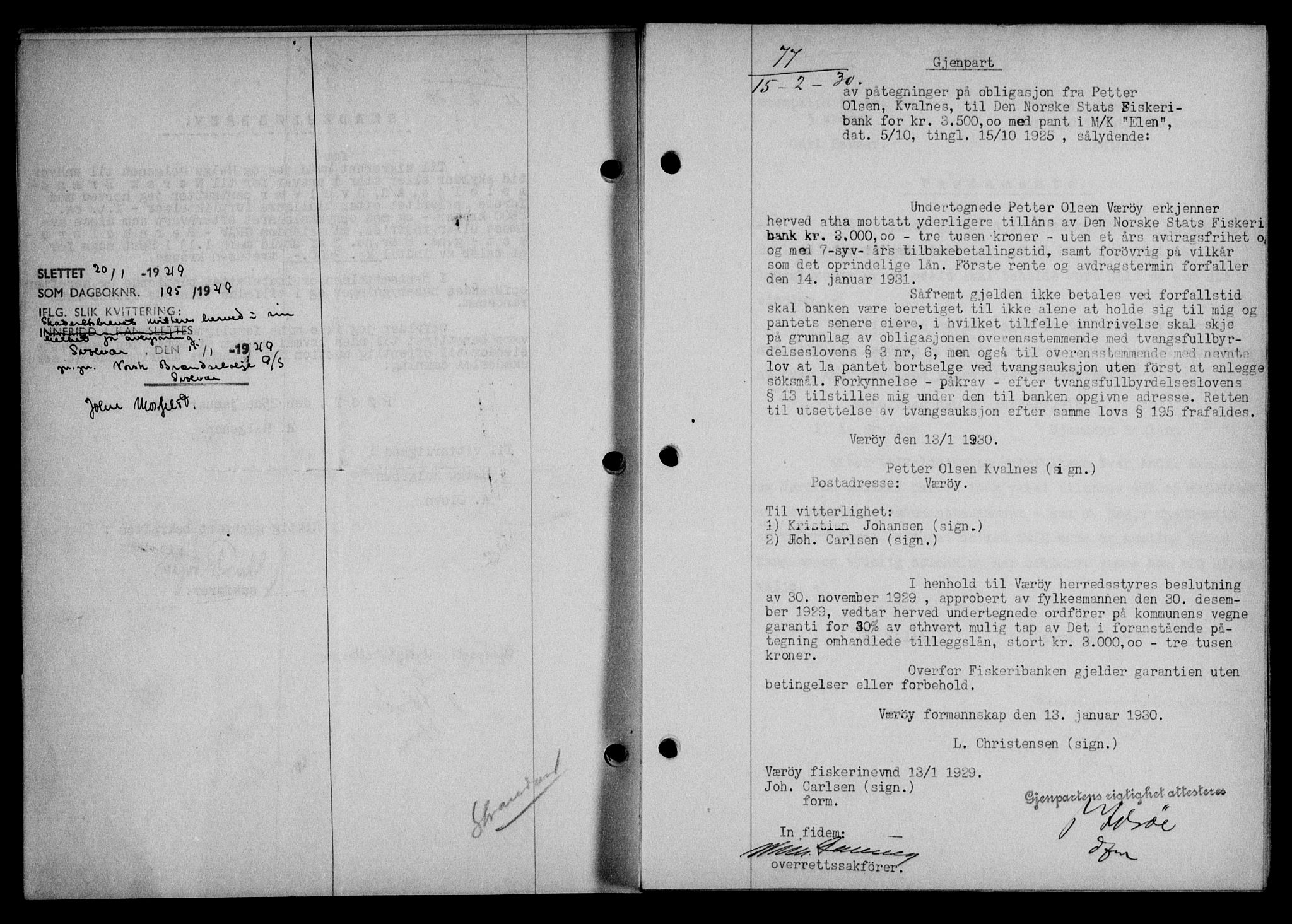 Lofoten sorenskriveri, SAT/A-0017/1/2/2C/L0021b: Pantebok nr. 21b, 1930-1930, Tingl.dato: 15.02.1930