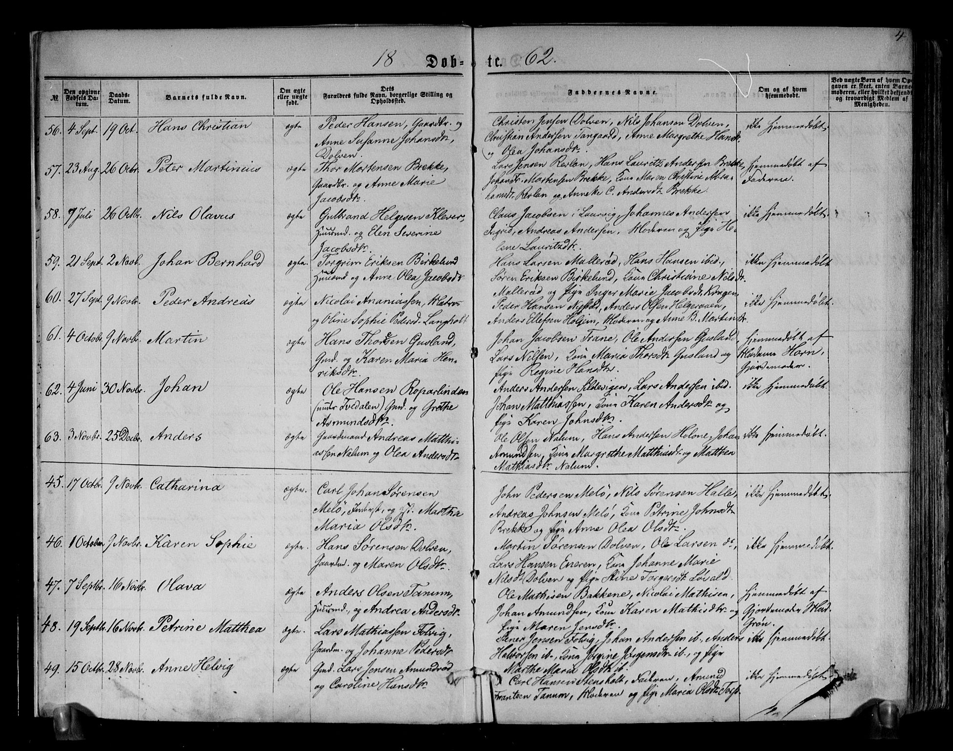 Brunlanes kirkebøker, AV/SAKO-A-342/F/Fa/L0005: Ministerialbok nr. I 5, 1862-1877, s. 4