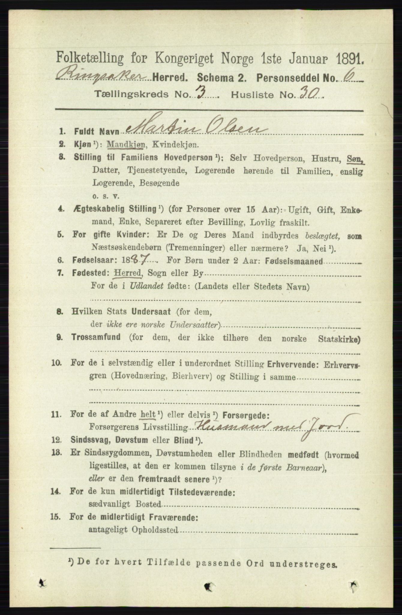 RA, Folketelling 1891 for 0412 Ringsaker herred, 1891, s. 1415