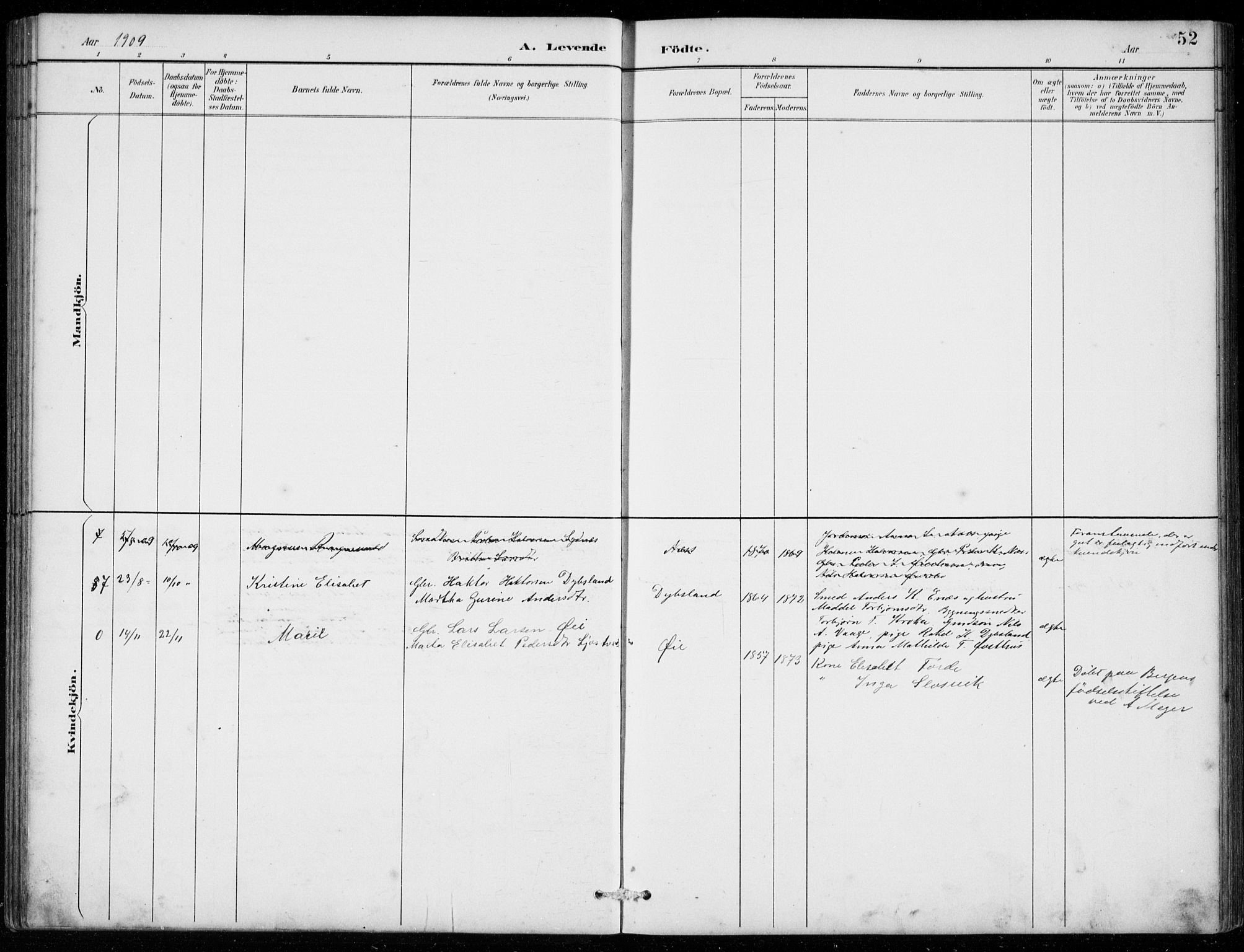 Strandebarm sokneprestembete, AV/SAB-A-78401/H/Hab: Klokkerbok nr. C  1, 1891-1913, s. 52