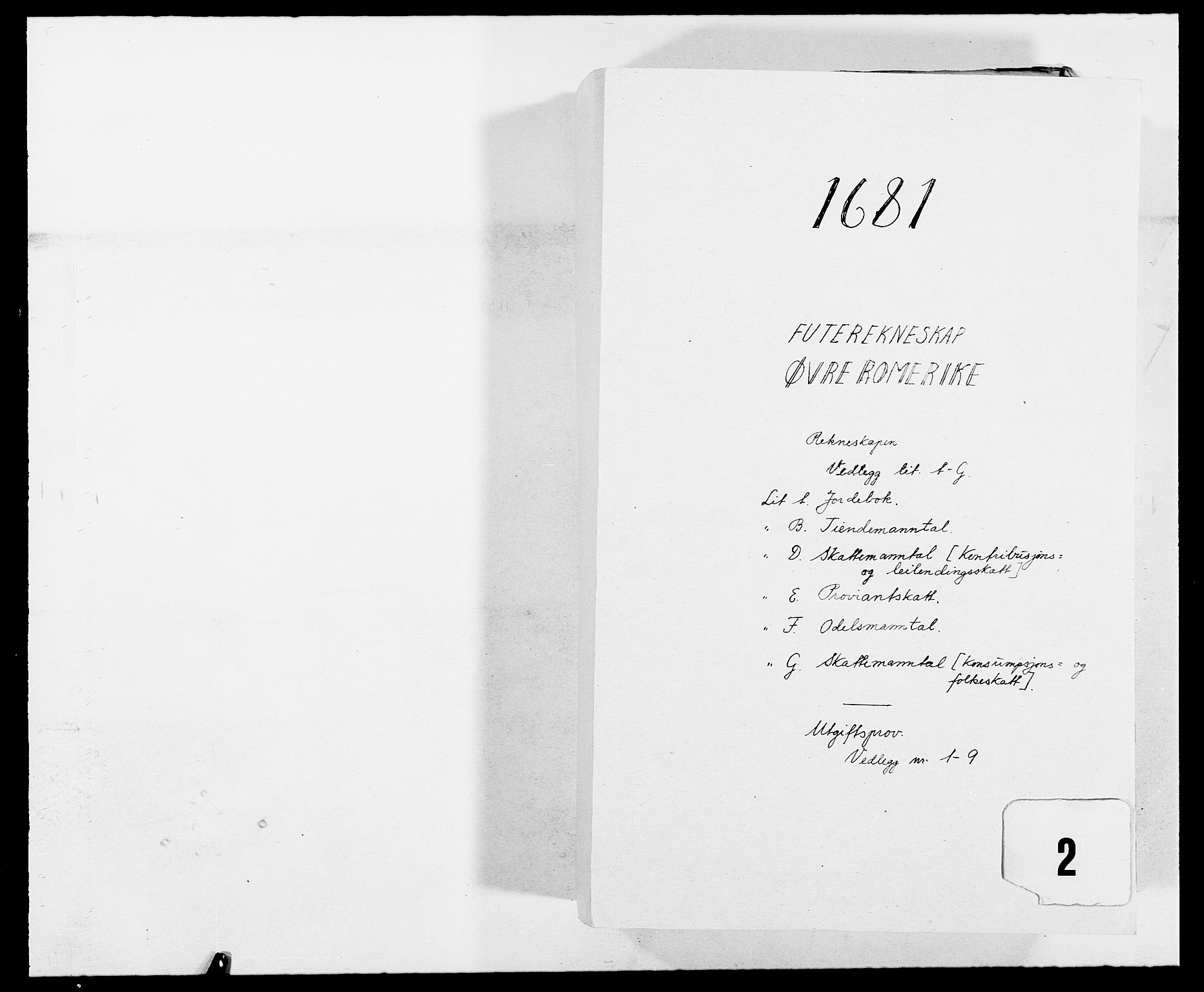 Rentekammeret inntil 1814, Reviderte regnskaper, Fogderegnskap, AV/RA-EA-4092/R12/L0696: Fogderegnskap Øvre Romerike, 1681, s. 1
