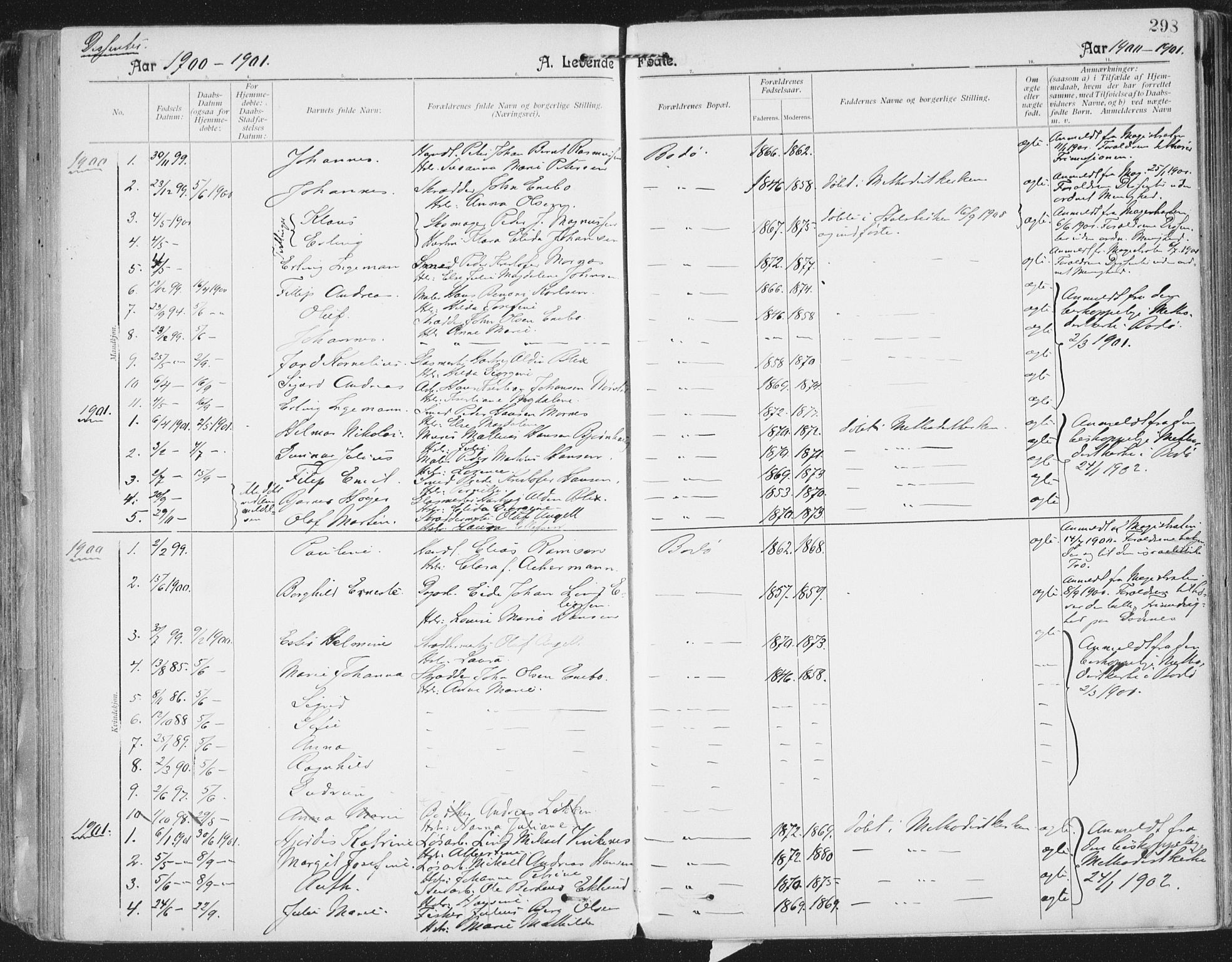 Ministerialprotokoller, klokkerbøker og fødselsregistre - Nordland, AV/SAT-A-1459/801/L0011: Ministerialbok nr. 801A11, 1900-1916, s. 298