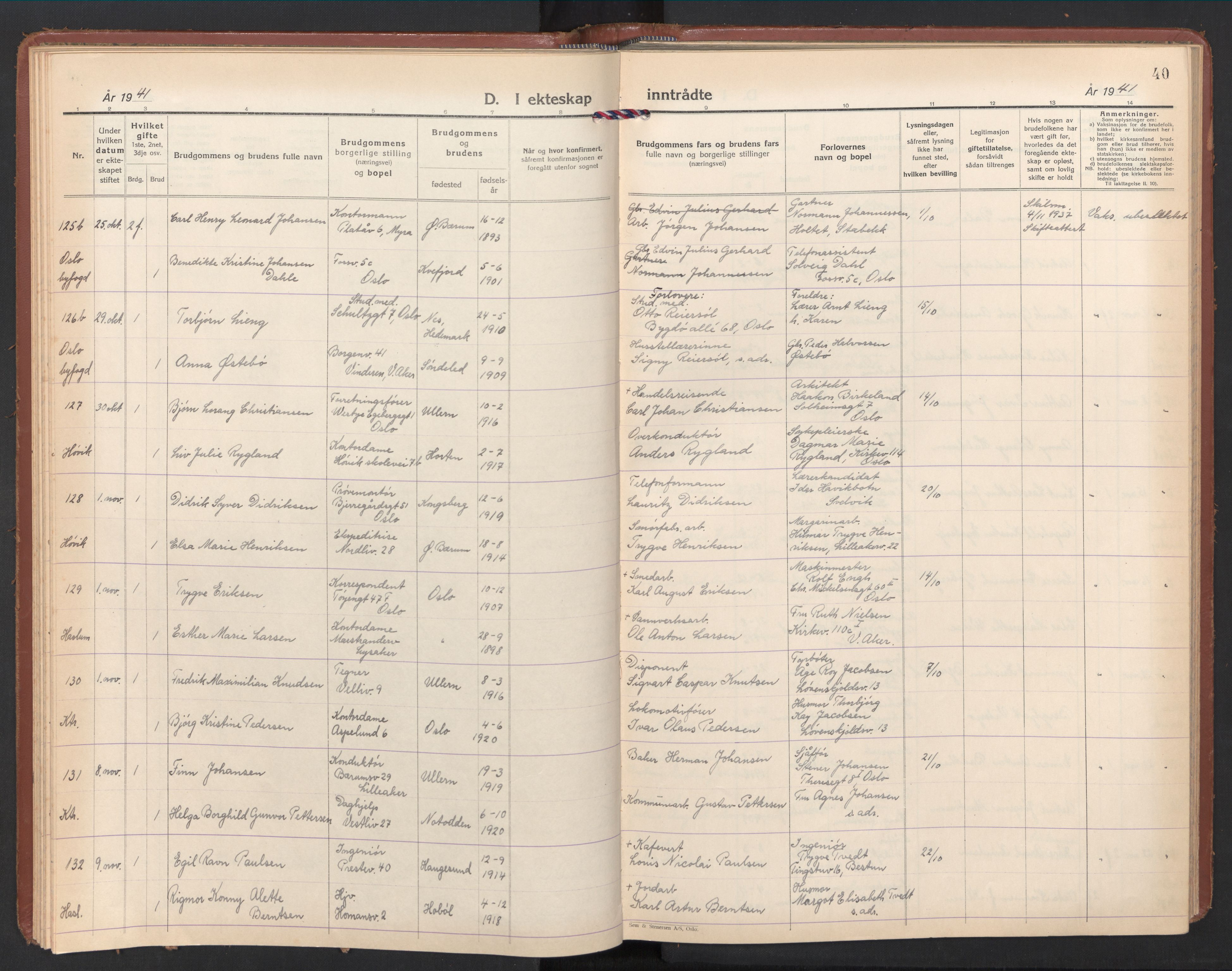 Østre Bærum prestekontor Kirkebøker, AV/SAO-A-10887/F/Fa/L0008: Ministerialbok nr. 8, 1940-1948, s. 40