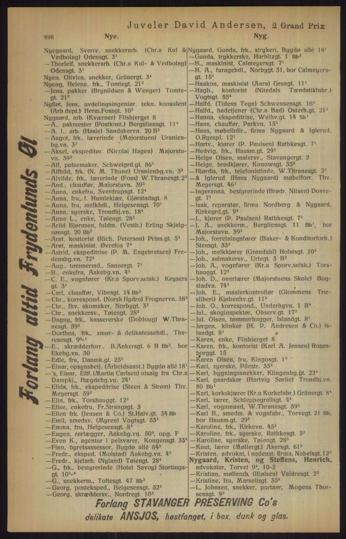 Kristiania/Oslo adressebok, PUBL/-, 1915, s. 898