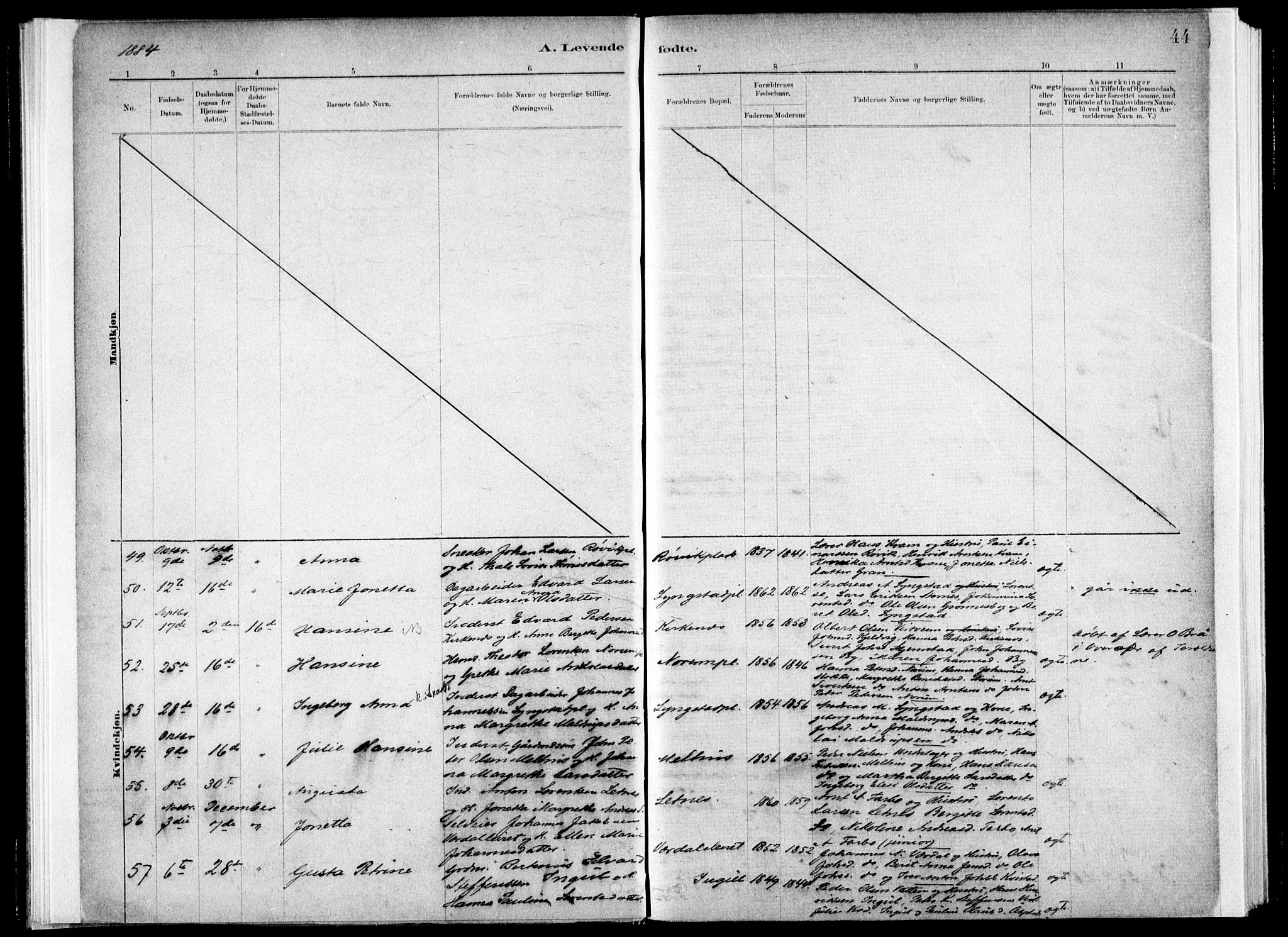 Ministerialprotokoller, klokkerbøker og fødselsregistre - Nord-Trøndelag, SAT/A-1458/730/L0285: Ministerialbok nr. 730A10, 1879-1914, s. 44