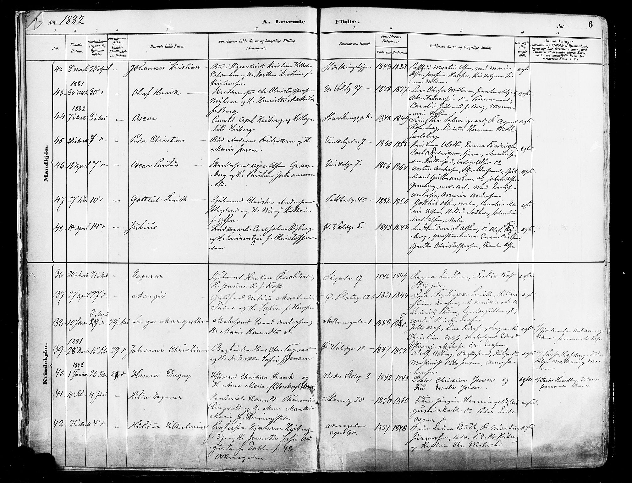 Johannes prestekontor Kirkebøker, AV/SAO-A-10852/F/Fa/L0003: Ministerialbok nr. 3, 1882-1896, s. 6