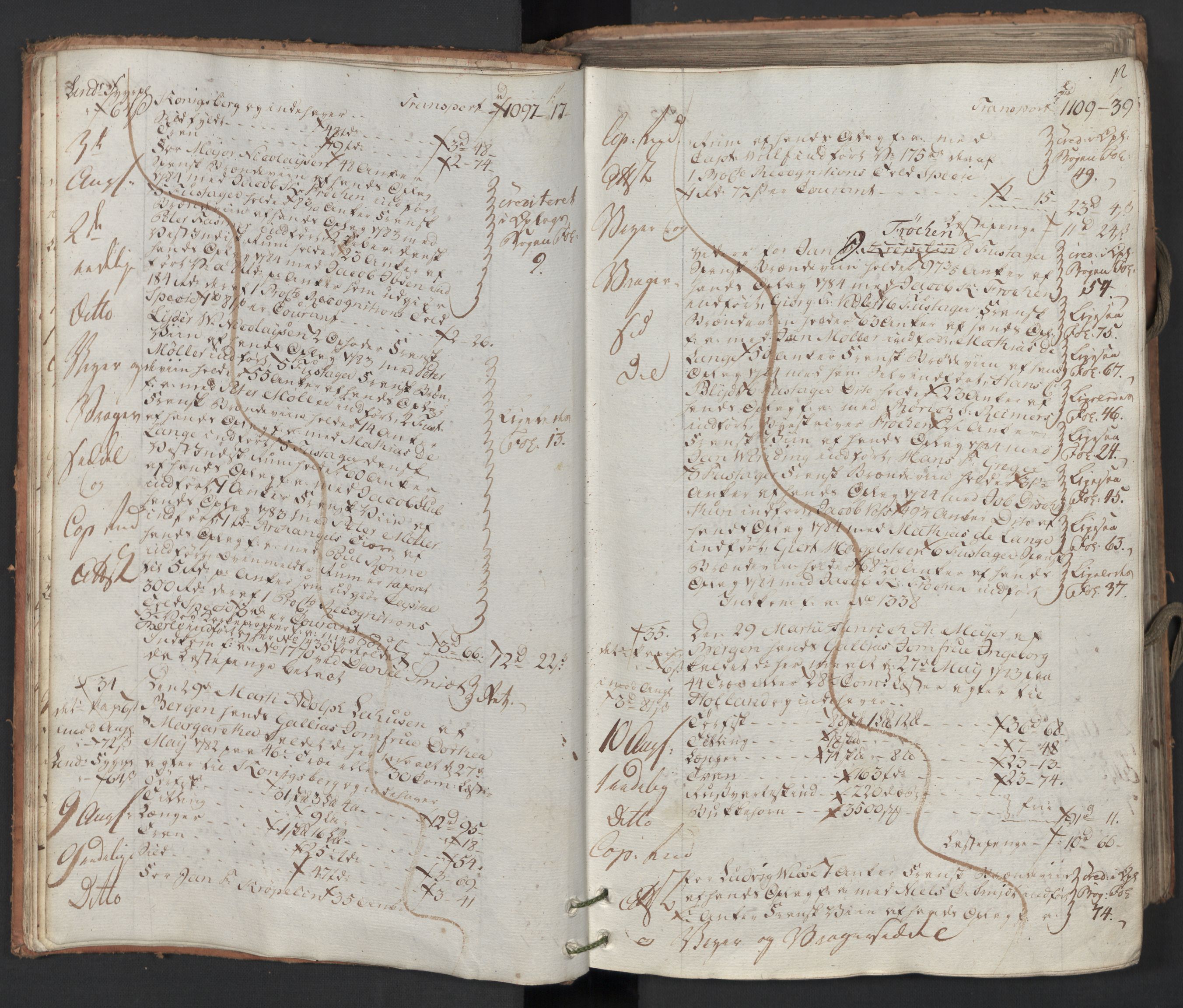 Generaltollkammeret, tollregnskaper, AV/RA-EA-5490/R26/L0223/0001: Tollregnskaper Bergen A / Utgående hovedtollbok, 1786, s. 11b-12a