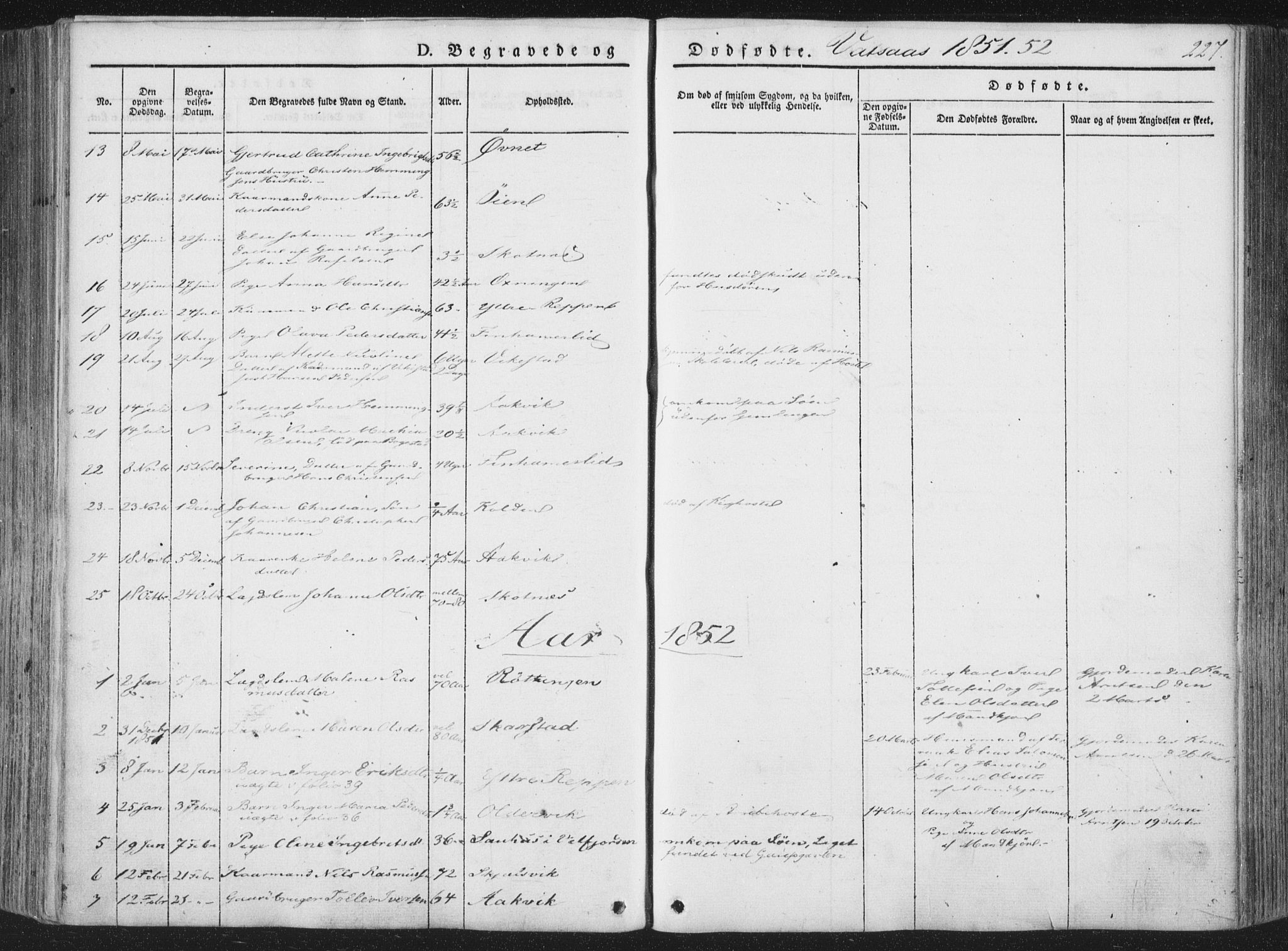 Ministerialprotokoller, klokkerbøker og fødselsregistre - Nordland, SAT/A-1459/810/L0144: Ministerialbok nr. 810A07 /1, 1841-1862, s. 227