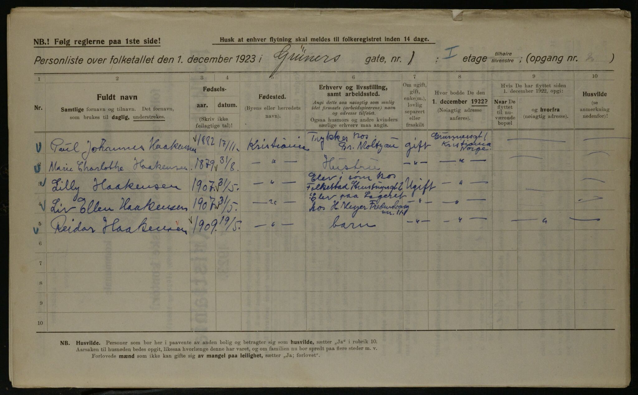 OBA, Kommunal folketelling 1.12.1923 for Kristiania, 1923, s. 34495