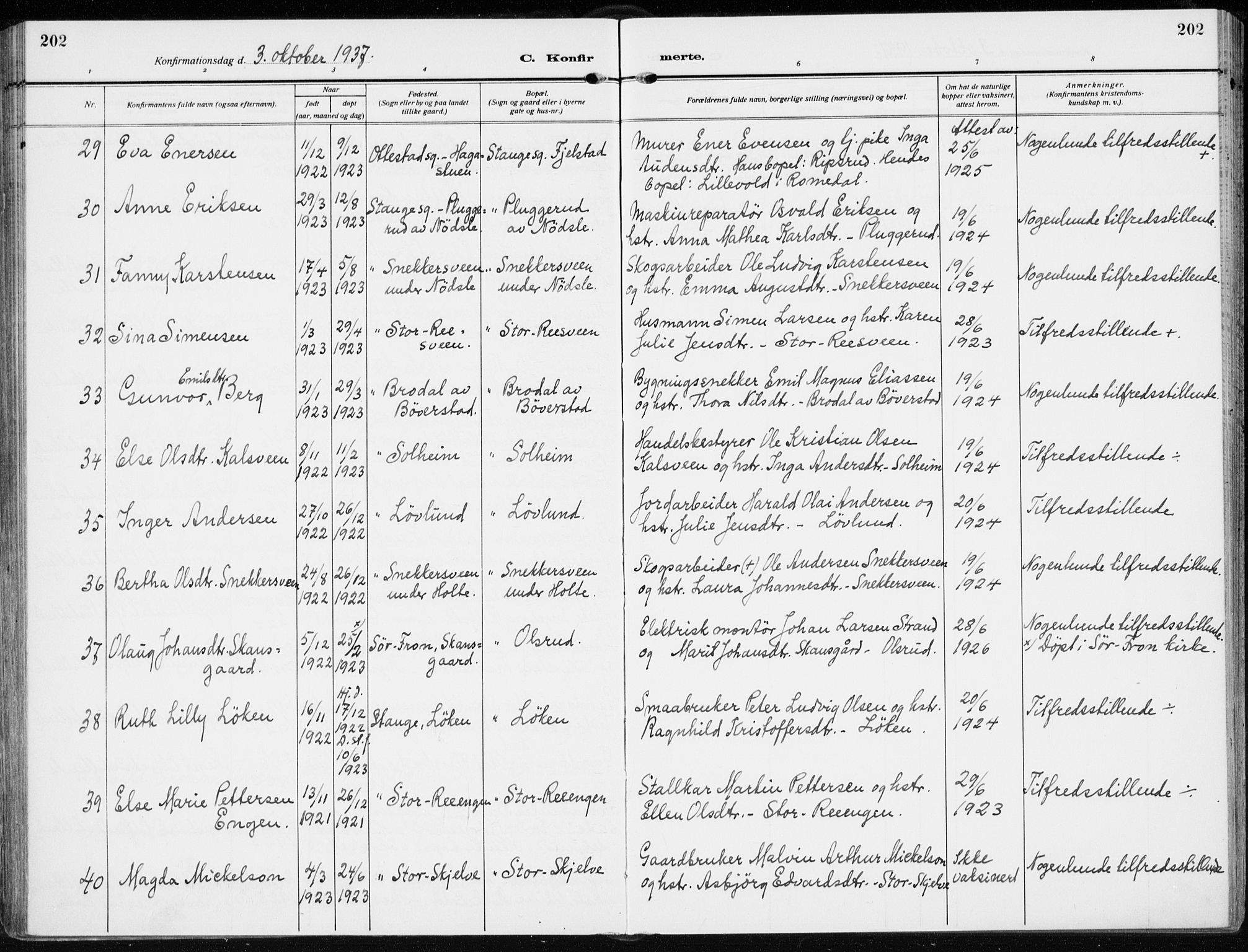 Stange prestekontor, AV/SAH-PREST-002/K/L0026: Ministerialbok nr. 26, 1923-1937, s. 202