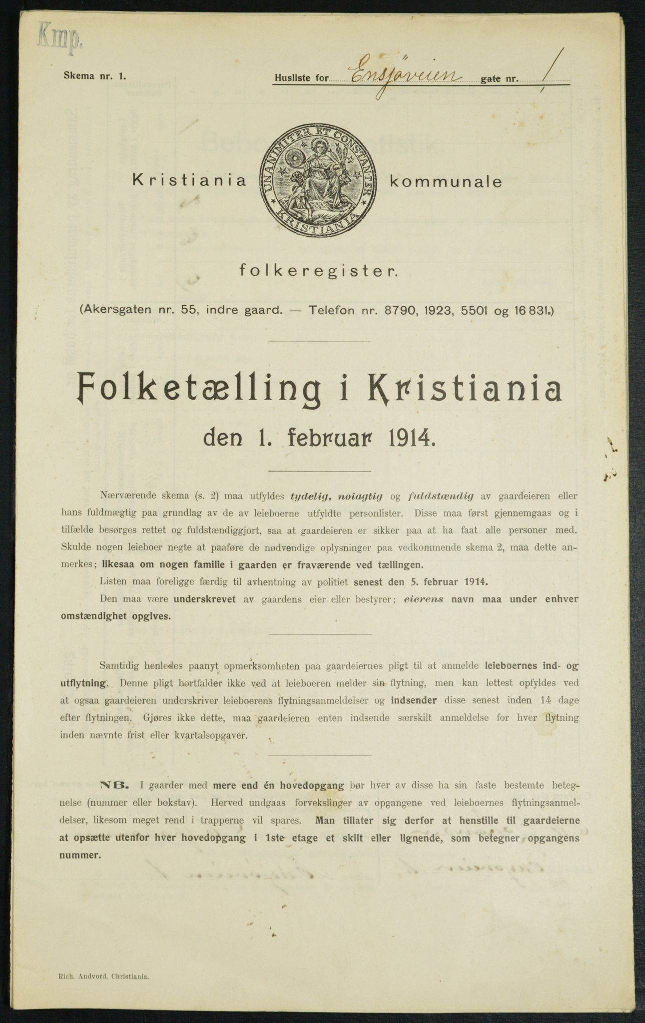 OBA, Kommunal folketelling 1.2.1914 for Kristiania, 1914, s. 22092