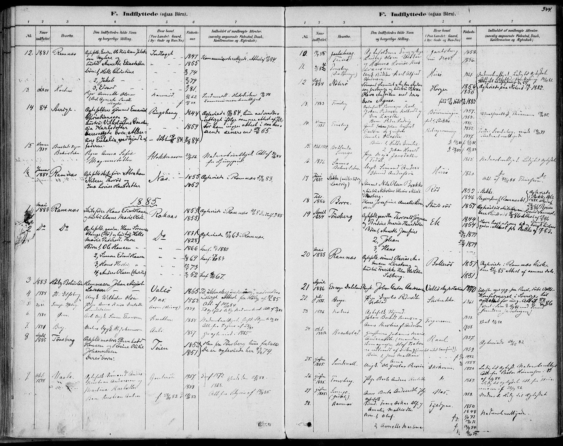 Sem kirkebøker, AV/SAKO-A-5/F/Fb/L0004: Ministerialbok nr. II 4, 1878-1891, s. 344