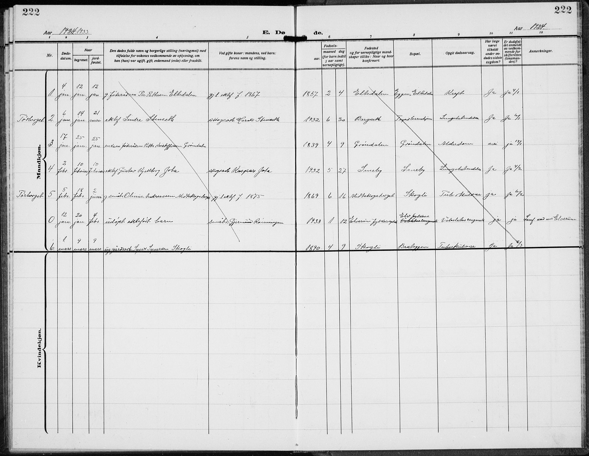 Trysil prestekontor, AV/SAH-PREST-046/H/Ha/Hab/L0010: Klokkerbok nr. 10, 1917-1937, s. 222