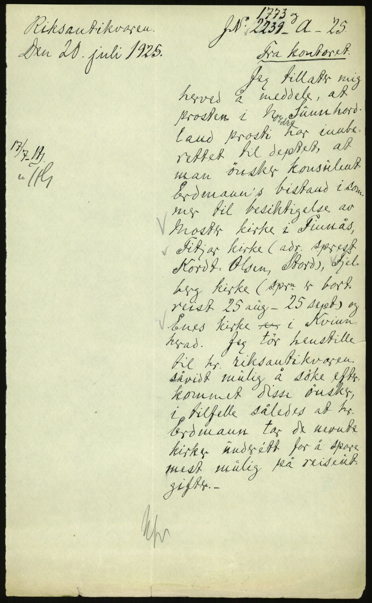 Kirke- og undervisningsdepartementet, Kontoret  for kirke og geistlighet A, AV/RA-S-1007/F/Fb/L0024: Finnås (gml. Føyen) - Fiskum se Eiker, 1838-1961, s. 411