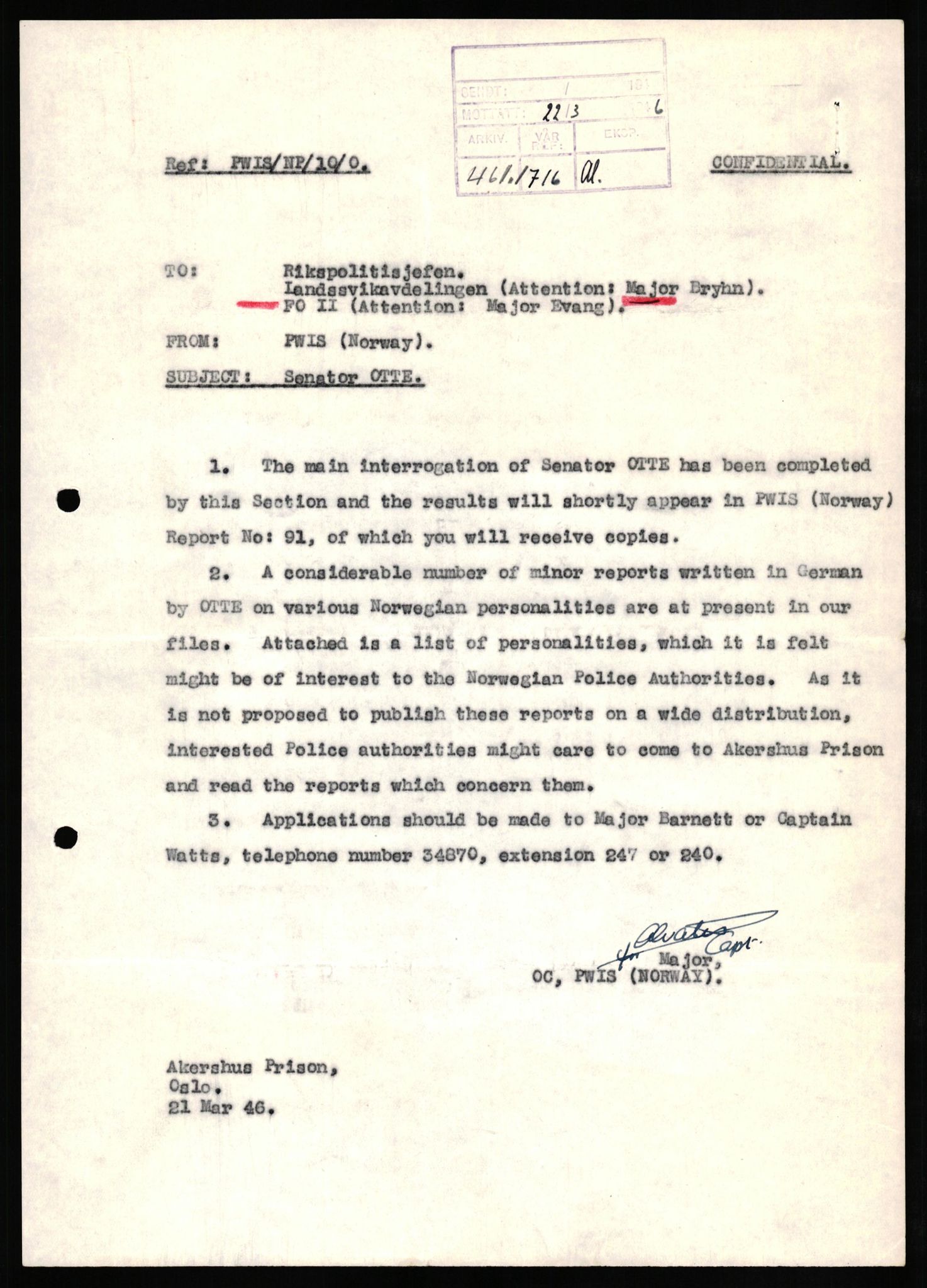 Forsvaret, Forsvarets overkommando II, AV/RA-RAFA-3915/D/Db/L0025: CI Questionaires. Tyske okkupasjonsstyrker i Norge. Tyskere., 1945-1946, s. 166