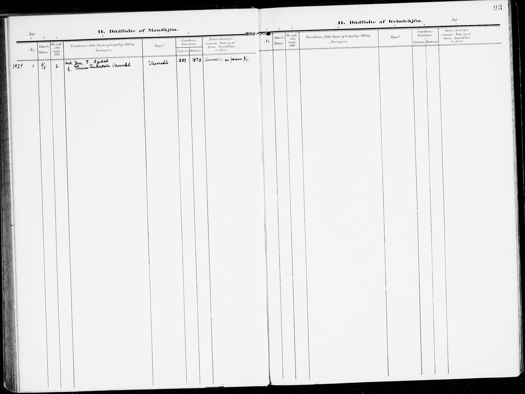 Lavik sokneprestembete, SAB/A-80901: Ministerialbok nr. C 2, 1904-1921, s. 93