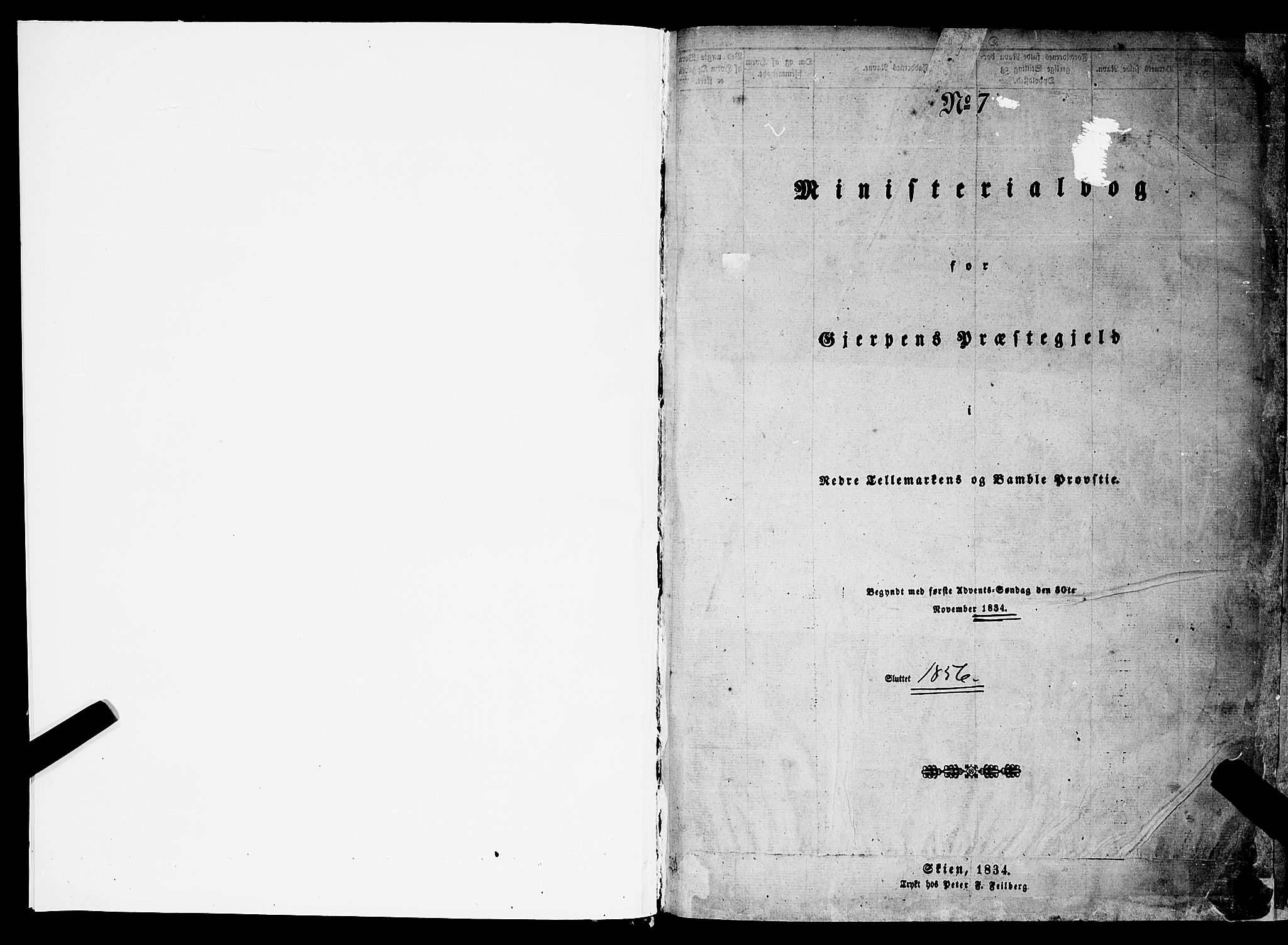 Gjerpen kirkebøker, SAKO/A-265/F/Fa/L0007a: Ministerialbok nr. I 7A, 1834-1857