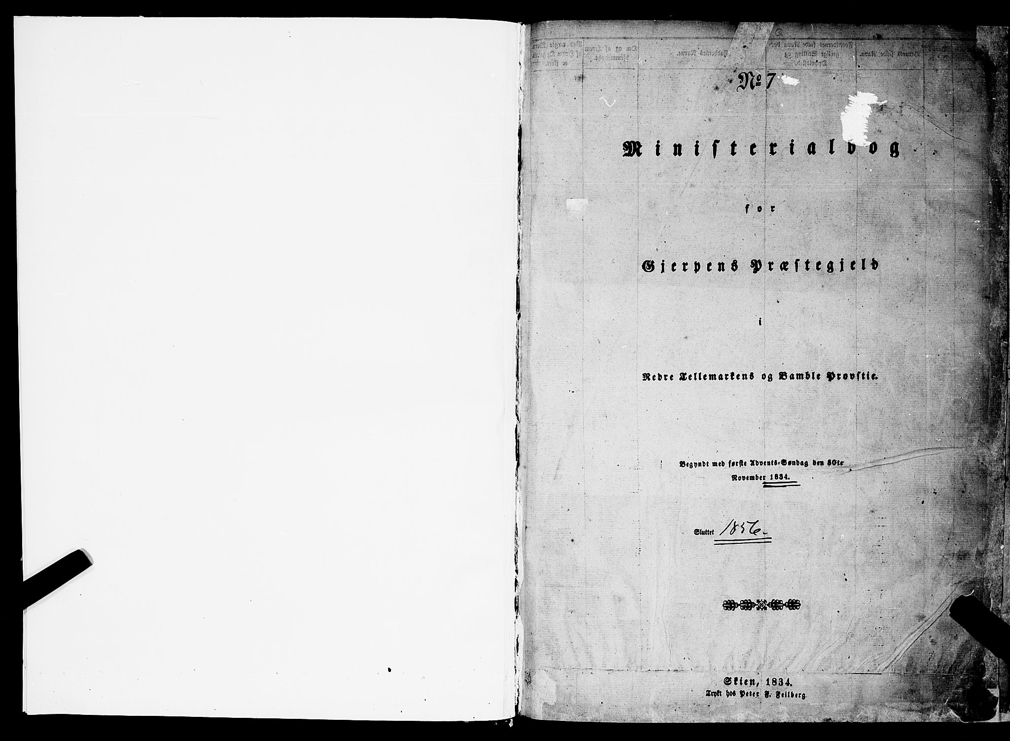 Gjerpen kirkebøker, AV/SAKO-A-265/F/Fa/L0007a: Ministerialbok nr. I 7A, 1834-1857