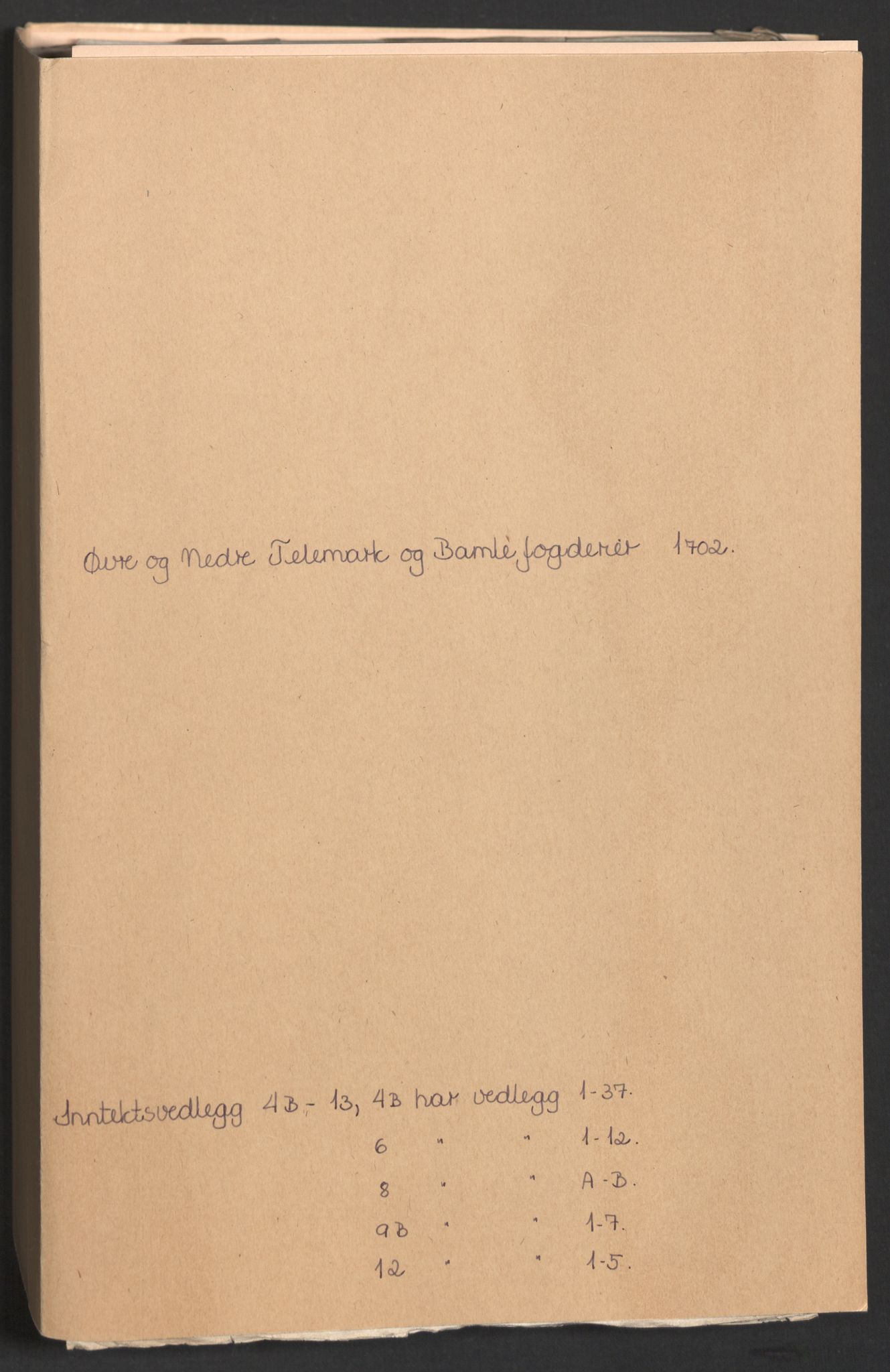 Rentekammeret inntil 1814, Reviderte regnskaper, Fogderegnskap, RA/EA-4092/R36/L2107: Fogderegnskap Øvre og Nedre Telemark og Bamble, 1702, s. 2