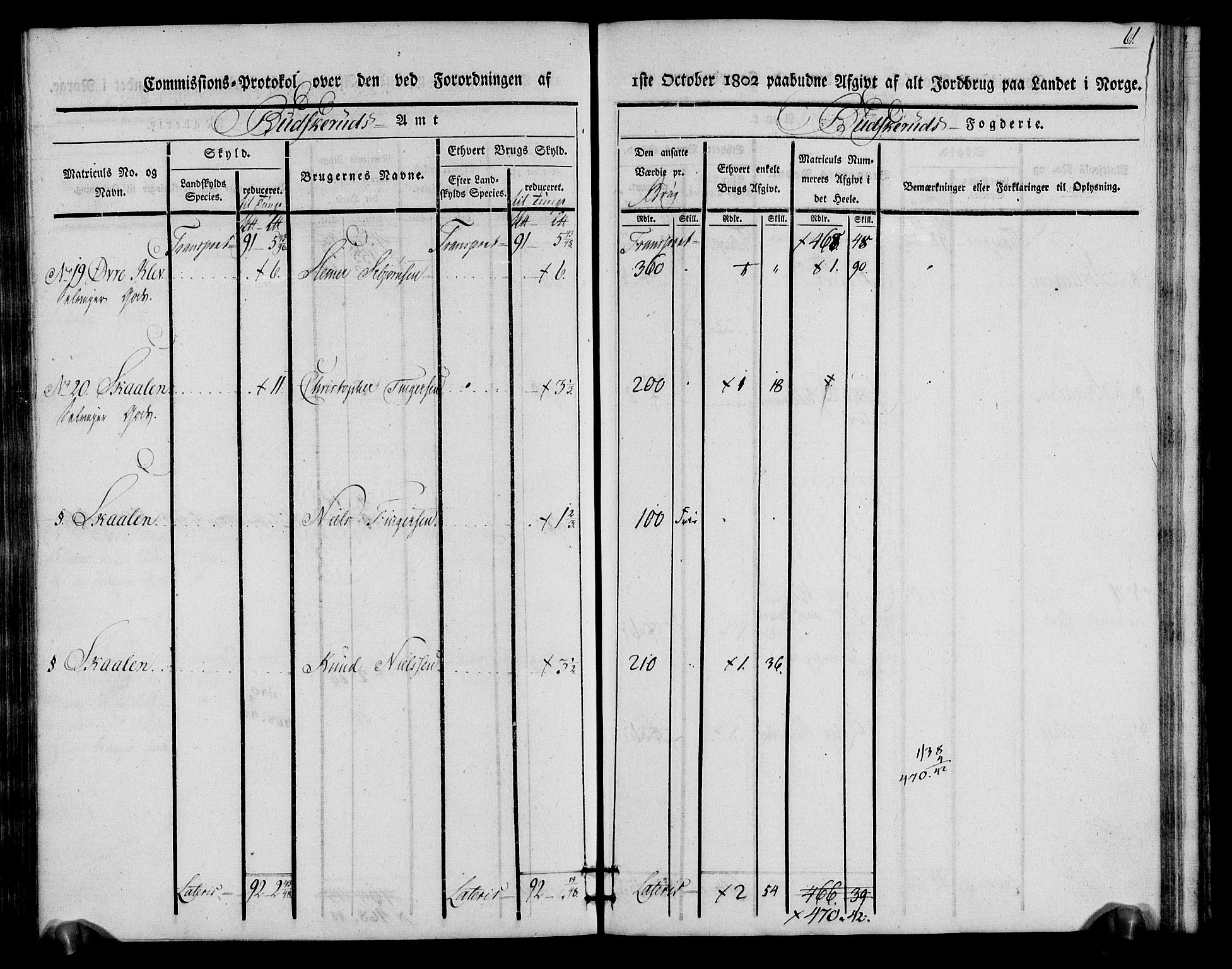 Rentekammeret inntil 1814, Realistisk ordnet avdeling, RA/EA-4070/N/Ne/Nea/L0060: Buskerud fogderi. Kommisjonsprotokoll for Sigdal prestegjeld, 1803, s. 61