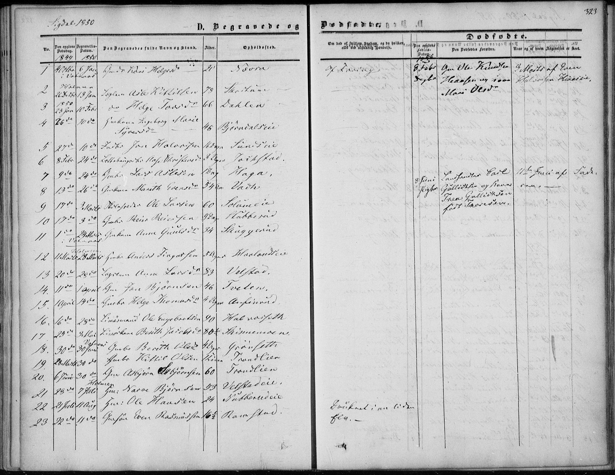 Sigdal kirkebøker, AV/SAKO-A-245/F/Fa/L0008: Ministerialbok nr. I 8, 1850-1859, s. 323