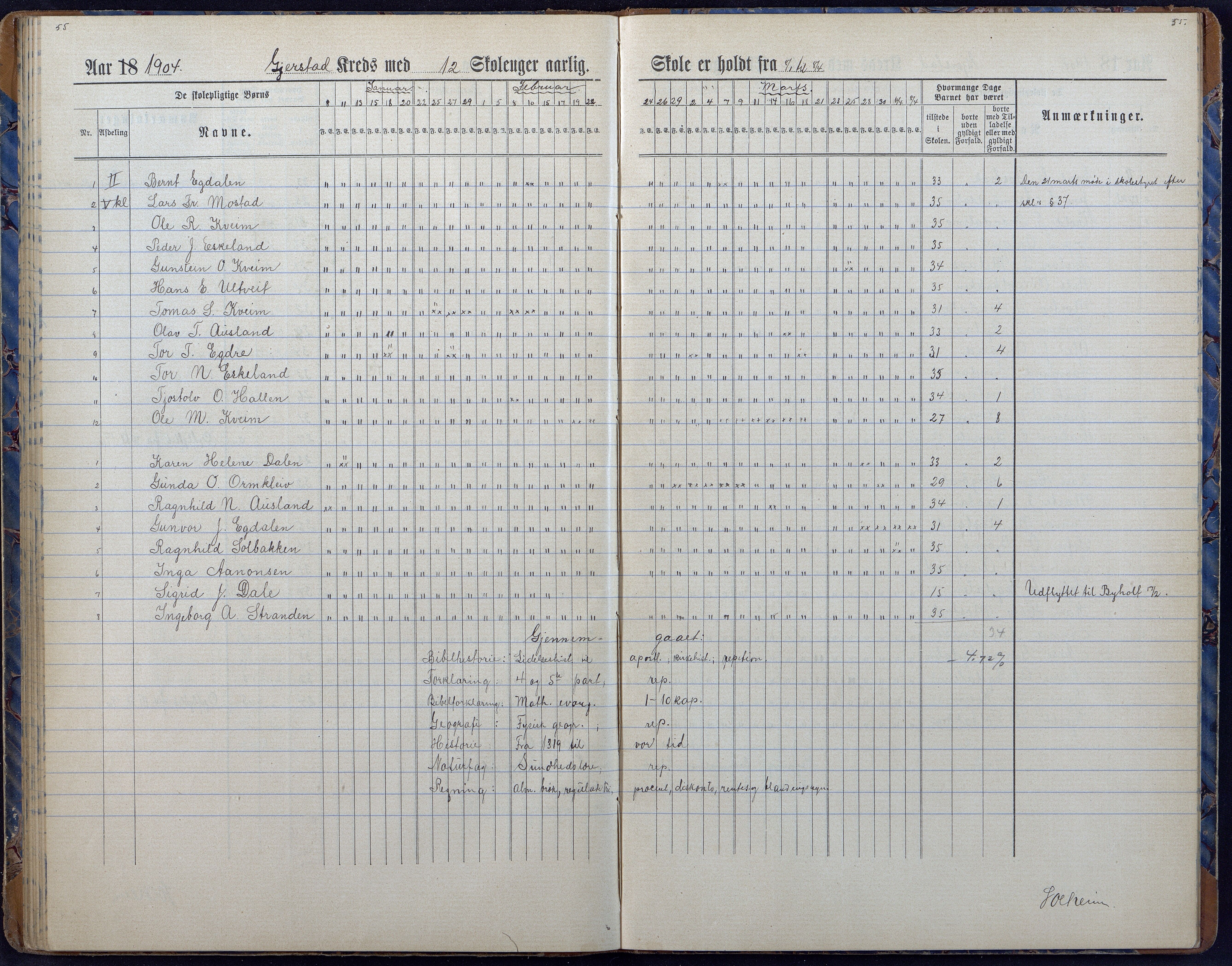 Gjerstad Kommune, Gjerstad Skole, AAKS/KA0911-550a/F01/L0008: Dagbok, 1892-1908, s. 57