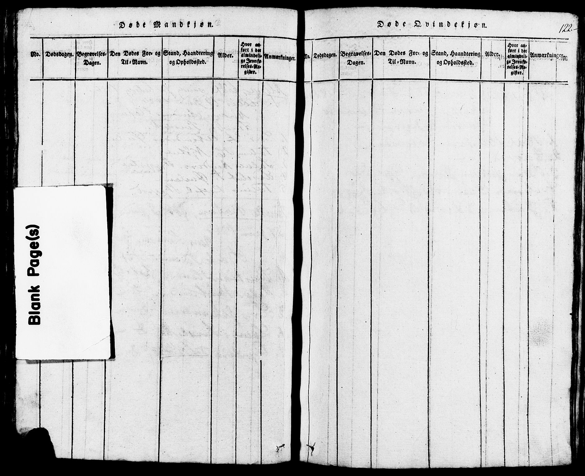 Lund sokneprestkontor, SAST/A-101809/S07/L0002: Klokkerbok nr. B 2, 1816-1832, s. 122