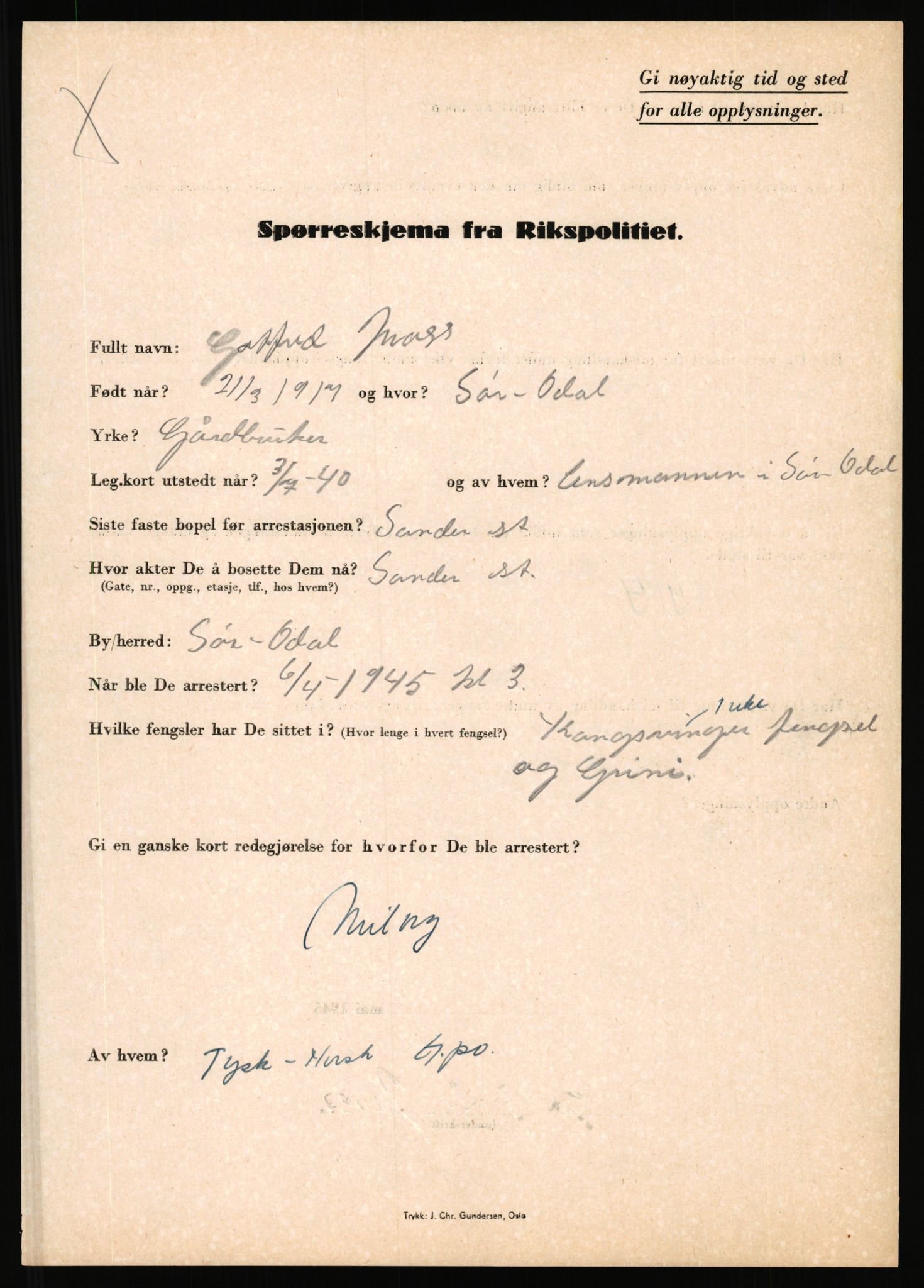 Rikspolitisjefen, AV/RA-S-1560/L/L0012: Mogensen, Øivind - Noraas, Lars, 1940-1945, s. 121