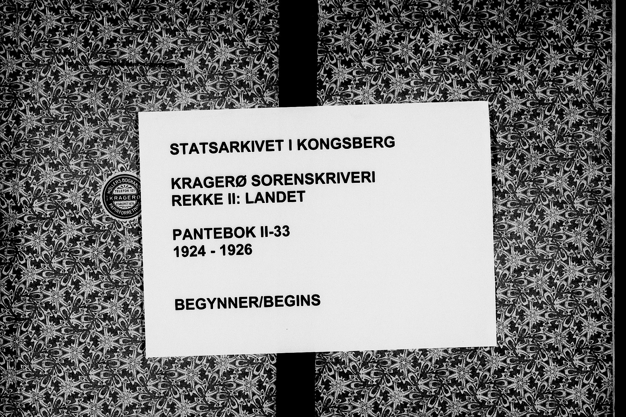 Kragerø sorenskriveri, AV/SAKO-A-65/G/Ga/Gab/L0033: Pantebok nr. II 33, 1924-1926