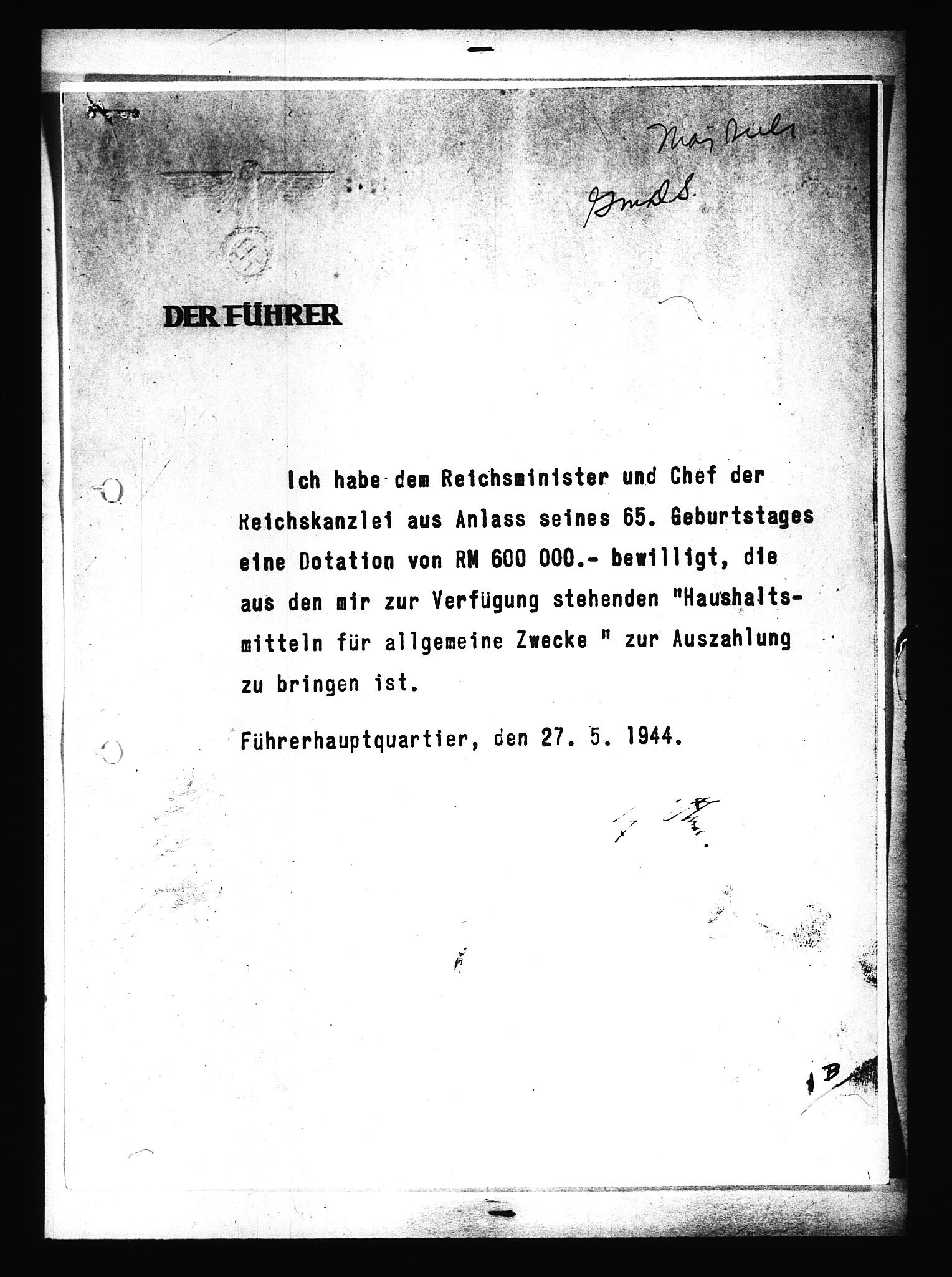 Documents Section, AV/RA-RAFA-2200/V/L0091: Amerikansk mikrofilm "Captured German Documents".
Box No. 953.  FKA jnr. 59/1955., 1935-1942, s. 545