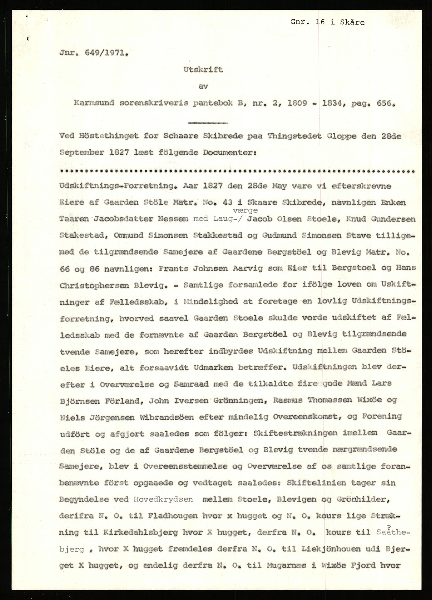 Statsarkivet i Stavanger, AV/SAST-A-101971/03/Y/Yj/L0007: Avskrifter sortert etter gårdsnavn: Berekvam - Birkeland, 1750-1930, s. 301