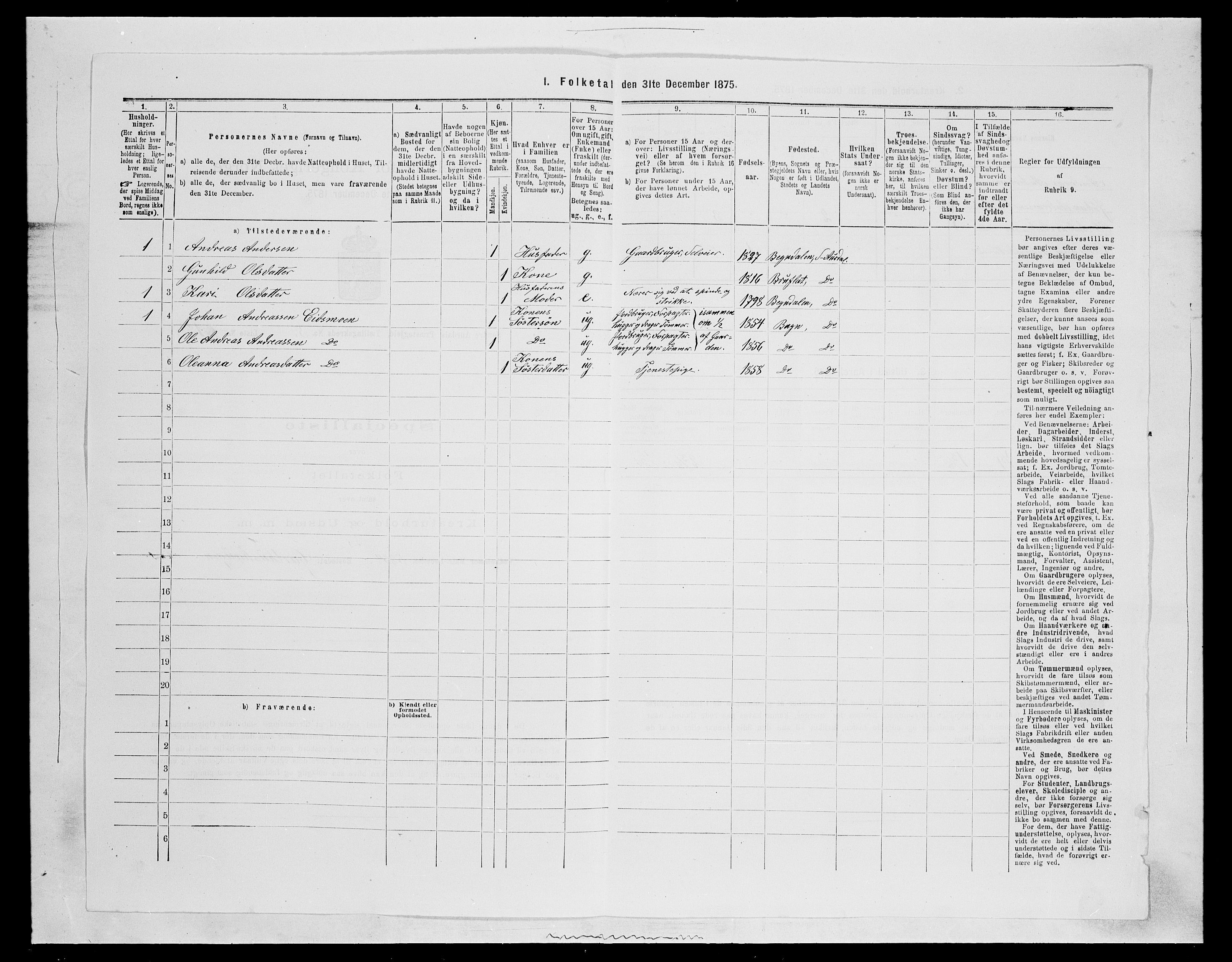 SAH, Folketelling 1875 for 0540P Sør-Aurdal prestegjeld, 1875, s. 947