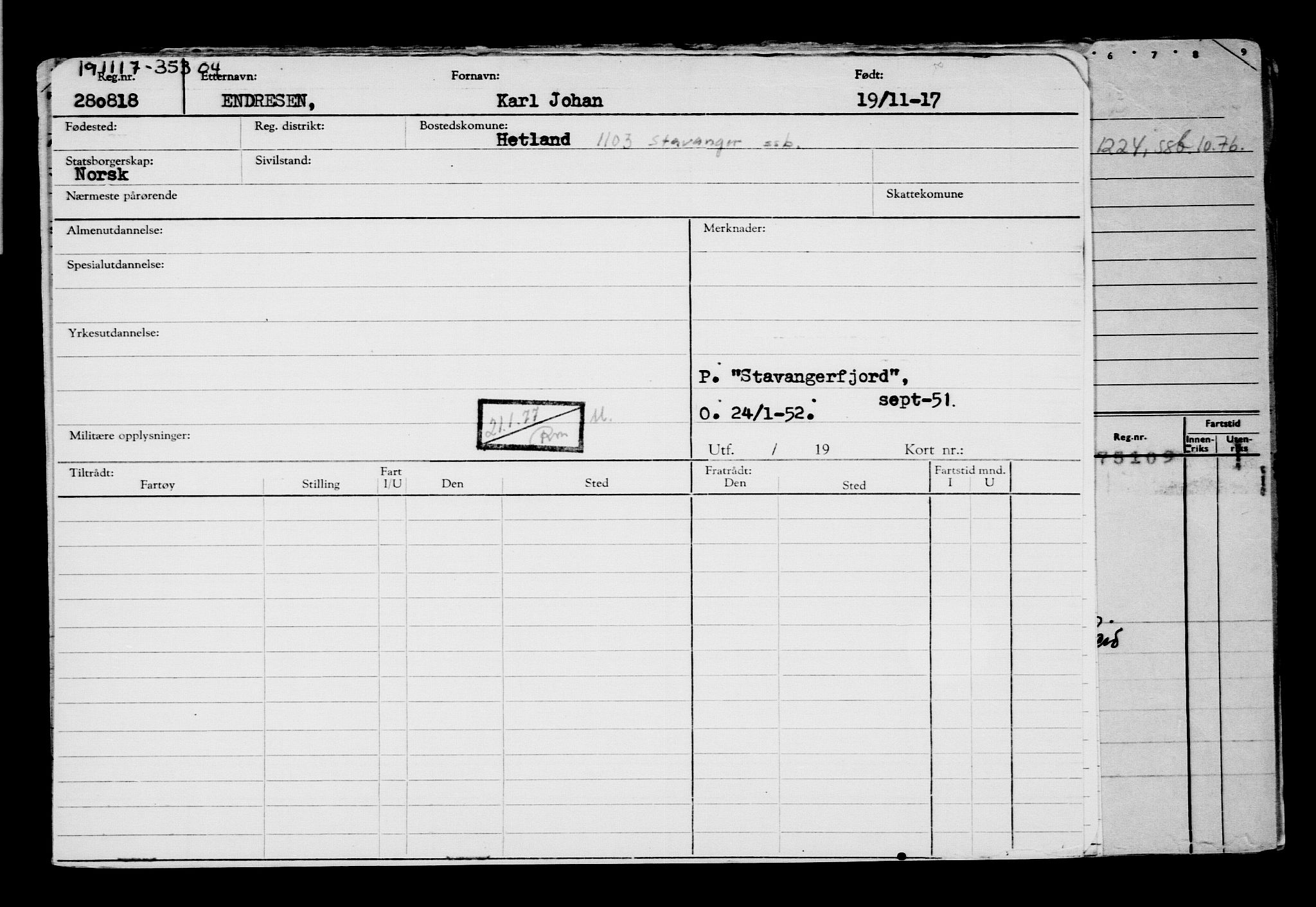 Direktoratet for sjømenn, RA/S-3545/G/Gb/L0153: Hovedkort, 1917, s. 310