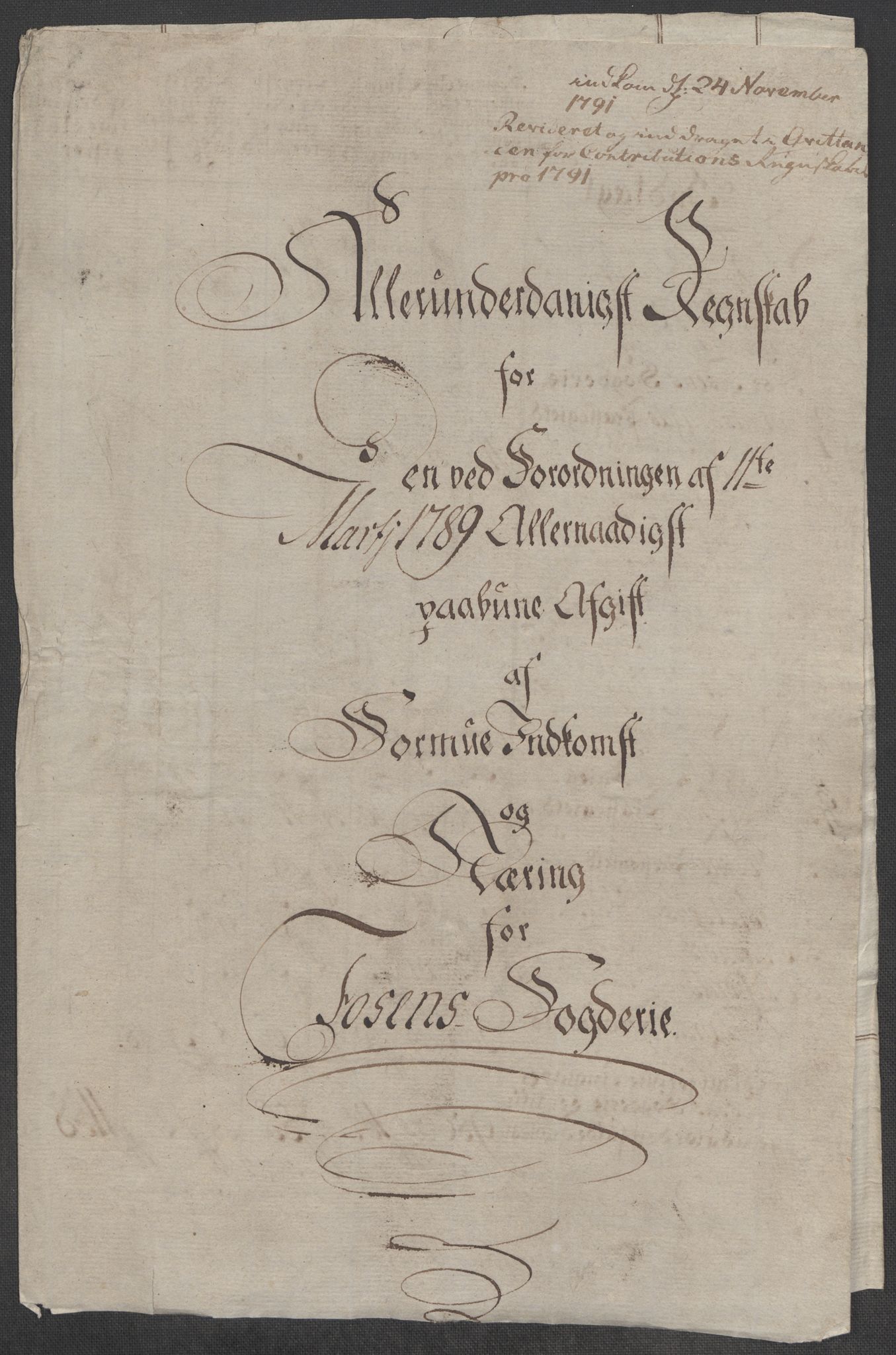 Rentekammeret inntil 1814, Reviderte regnskaper, Mindre regnskaper, RA/EA-4068/Rf/Rfe/L0009: Fredrikstad. Fosen fogderi, 1789, s. 307