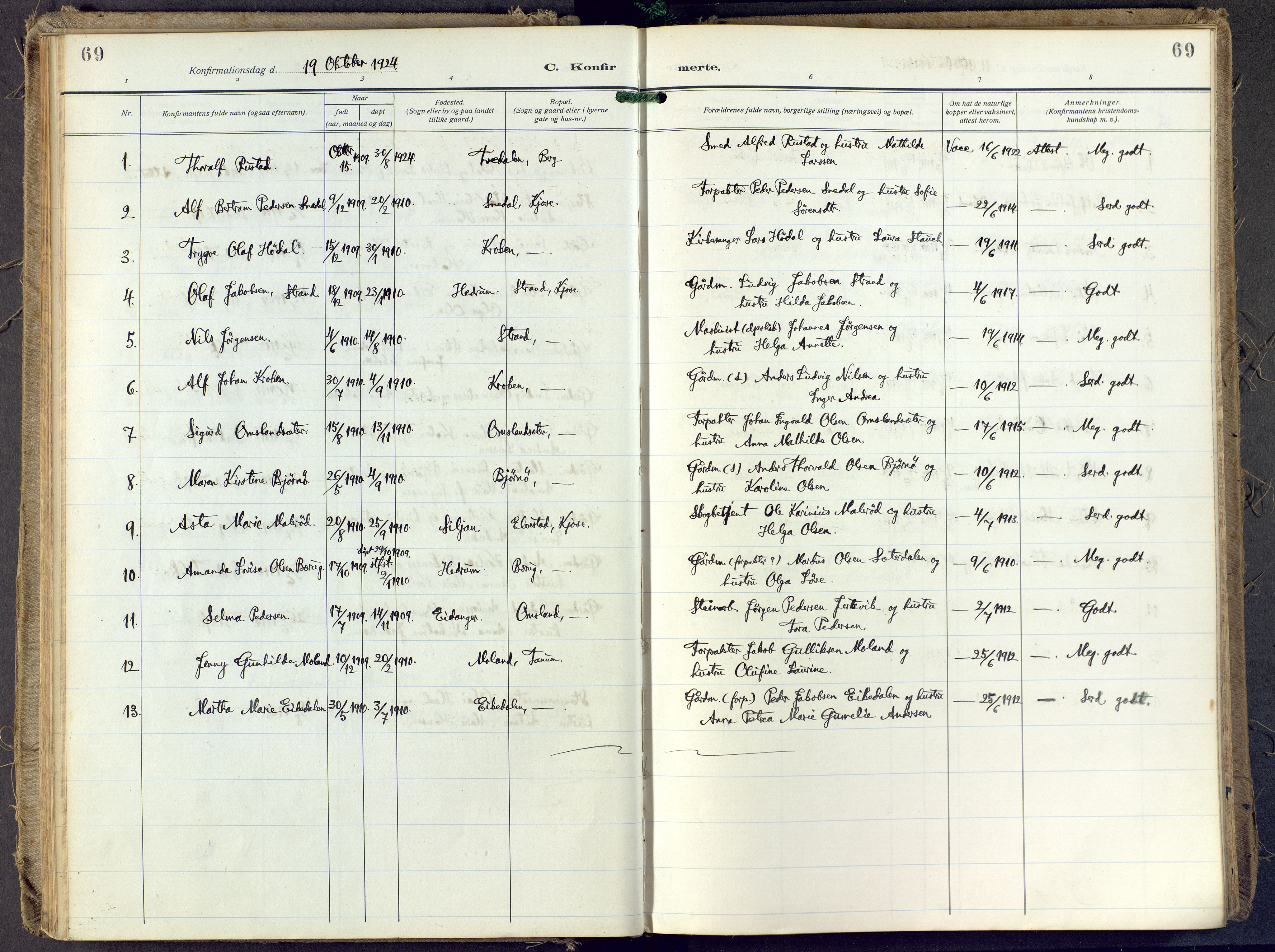 Brunlanes kirkebøker, AV/SAKO-A-342/F/Fd/L0002: Ministerialbok nr. IV 2, 1918-1958, s. 69