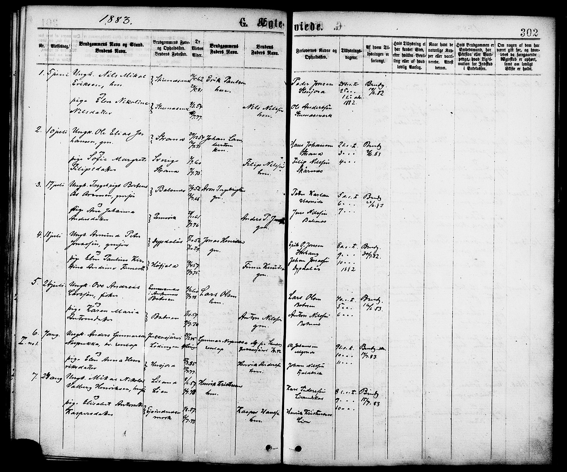 Ministerialprotokoller, klokkerbøker og fødselsregistre - Nordland, AV/SAT-A-1459/863/L0897: Ministerialbok nr. 863A09, 1872-1886, s. 302